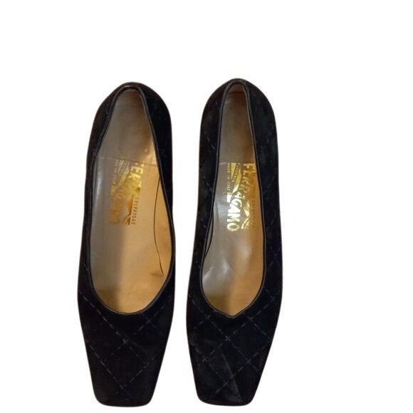 Salvatore Ferragamo Salvatore Ferragamo Size 8 B Black Quilted Square Toe Block Size US 8 / IT 38 - 3 Thumbnail