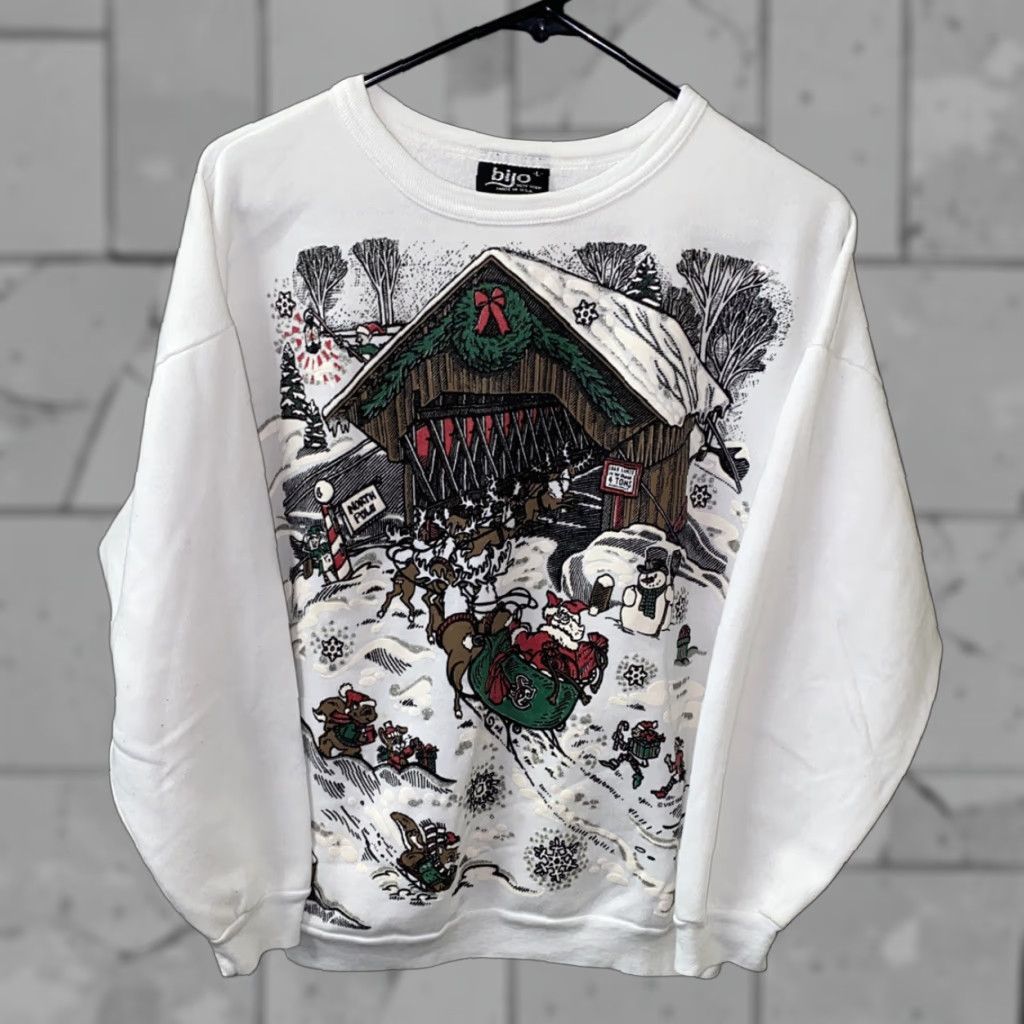 Poler Bijo Sweatshirt Mens White USA Made Christmas/North Pole Pullover L Size Christmas North Pole White USA Made Mens Pullover Sweatshirt Size US L / EU 52-54 / 3 - 1 Thumbnail
