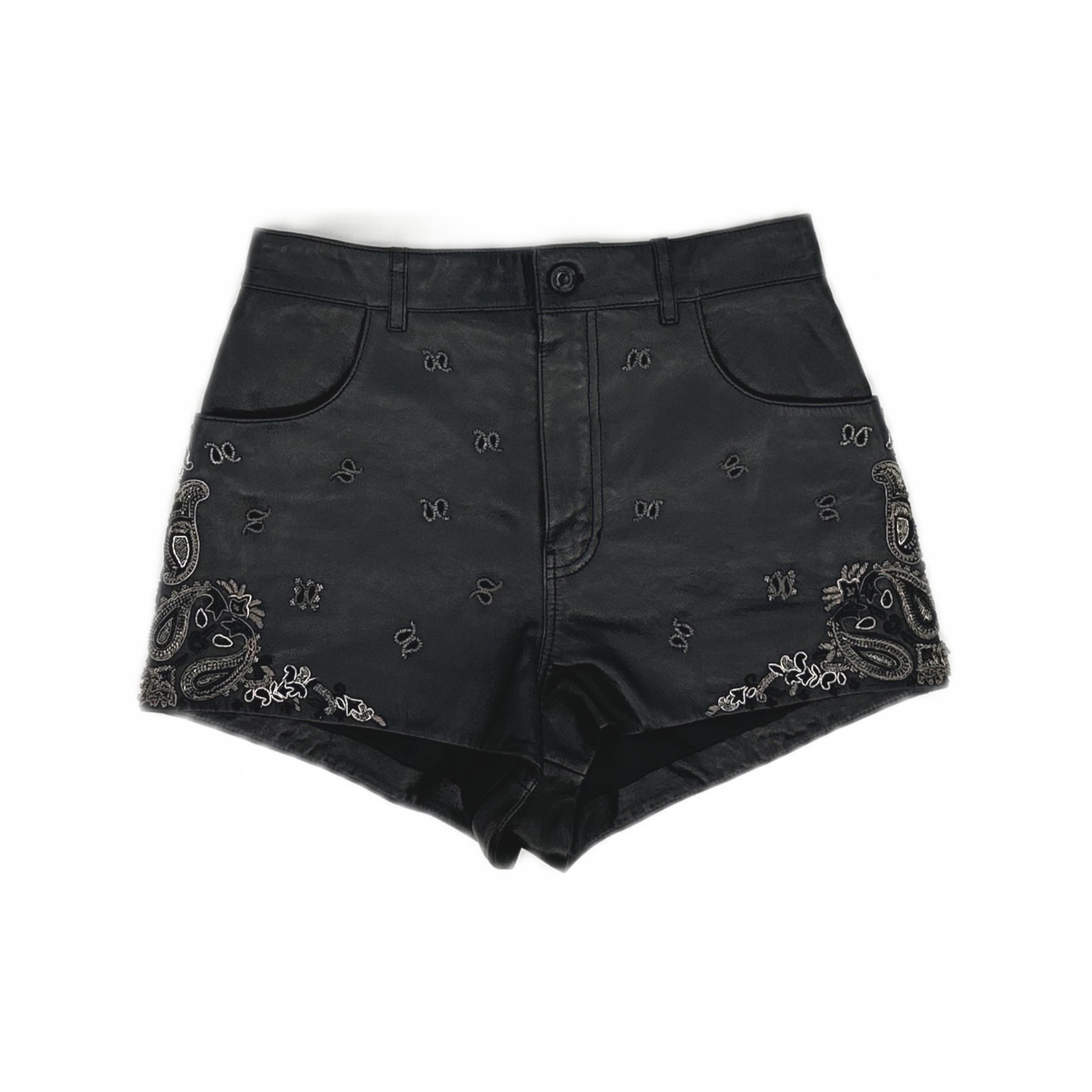 Saint Laurent Paris Saint Laurent Embellished Leather Shorts F38 Size 27" / US 4 / IT 40 - 1 Thumbnail