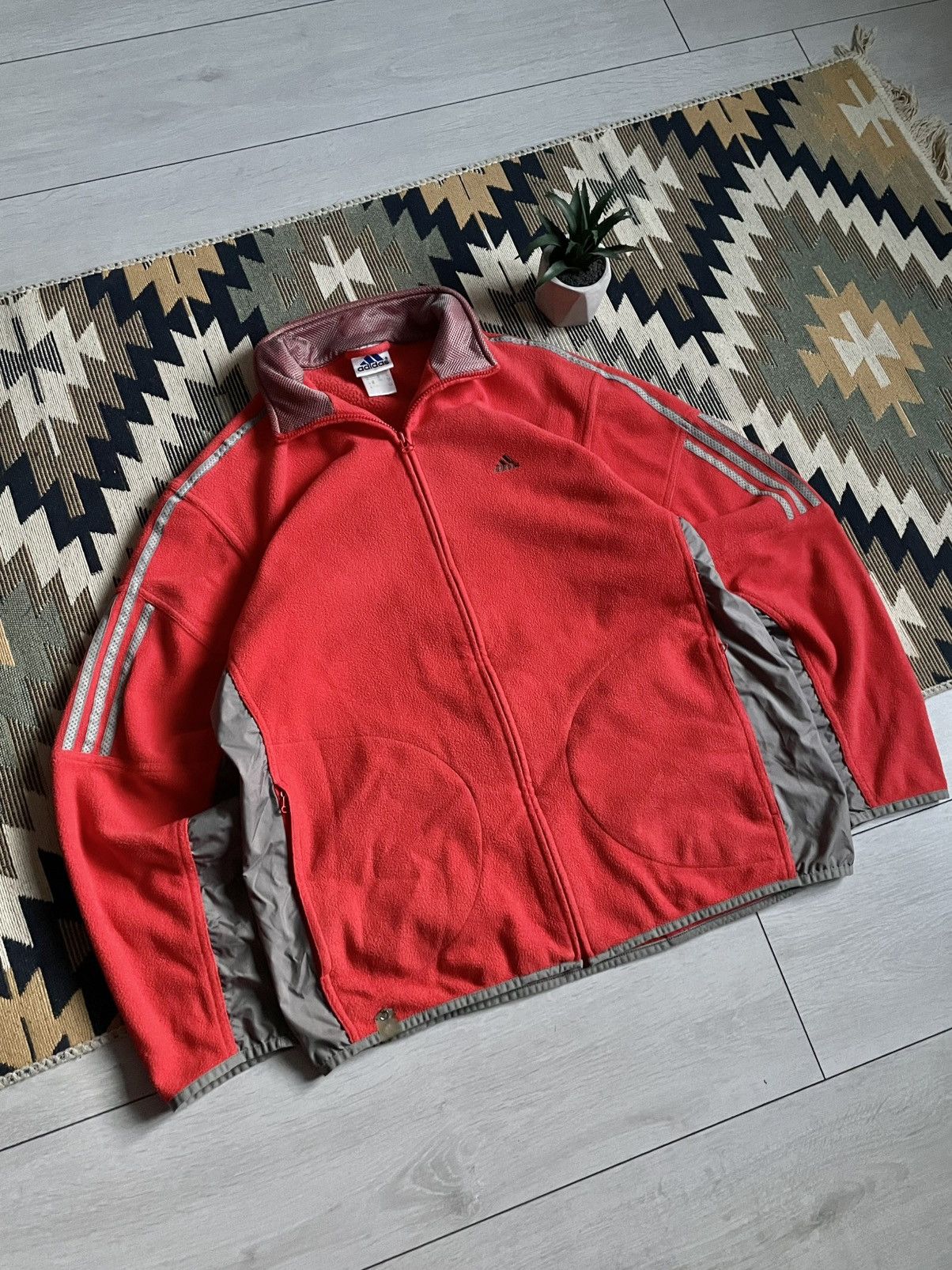 Vintage Vintage Adidas 3stripes Nylon Fleece Jacket Size US M / EU 48-50 / 2 - 3 Thumbnail