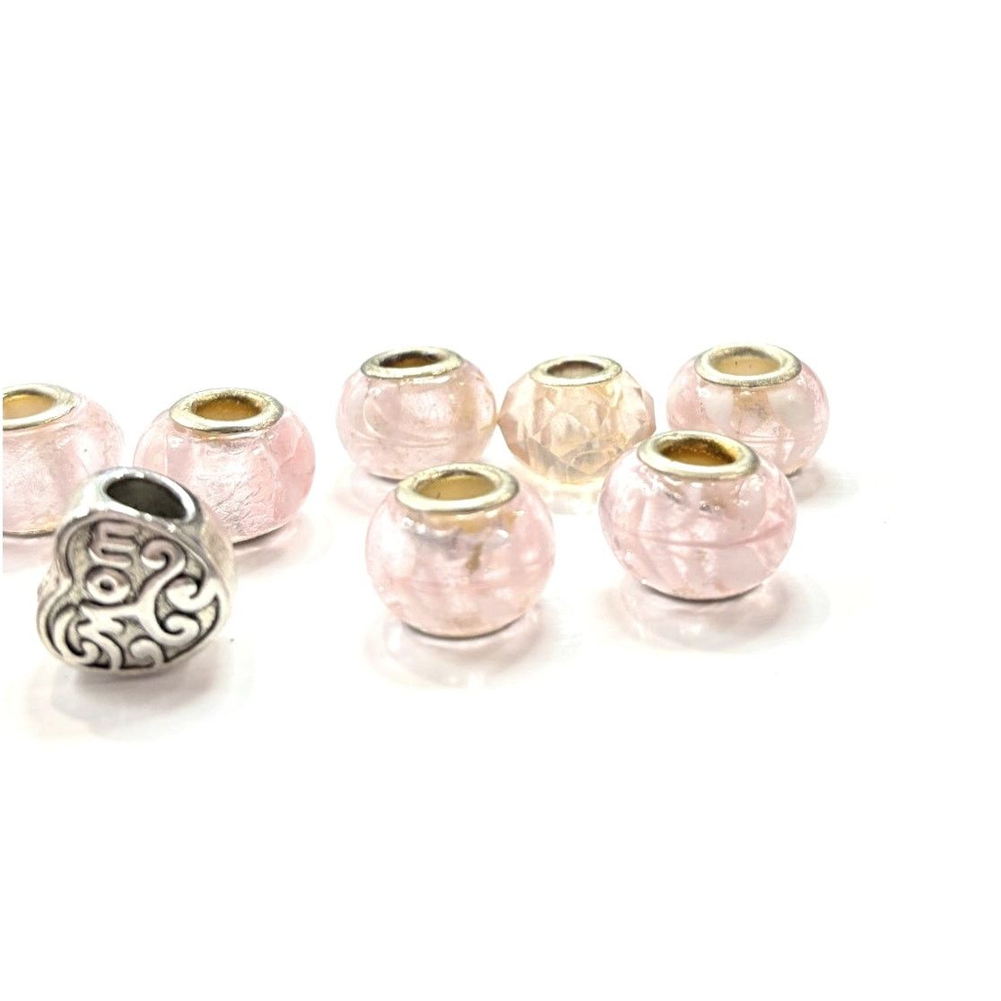 Sterling Silver EUROPEAN BEADS Women's Pink Themed Silver Charms x 10 Size ONE SIZE - 3 Thumbnail