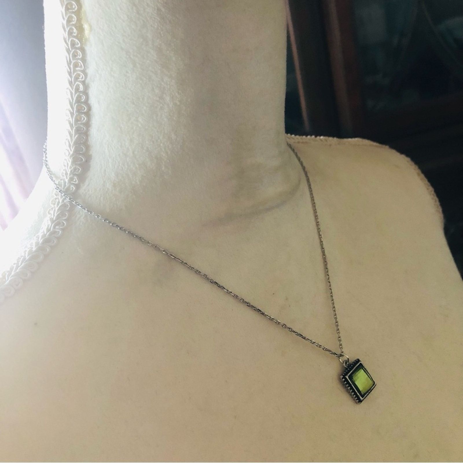 Handmade Handcrafted faceted dome peridot pendant on chain necklace Size ONE SIZE - 10 Thumbnail