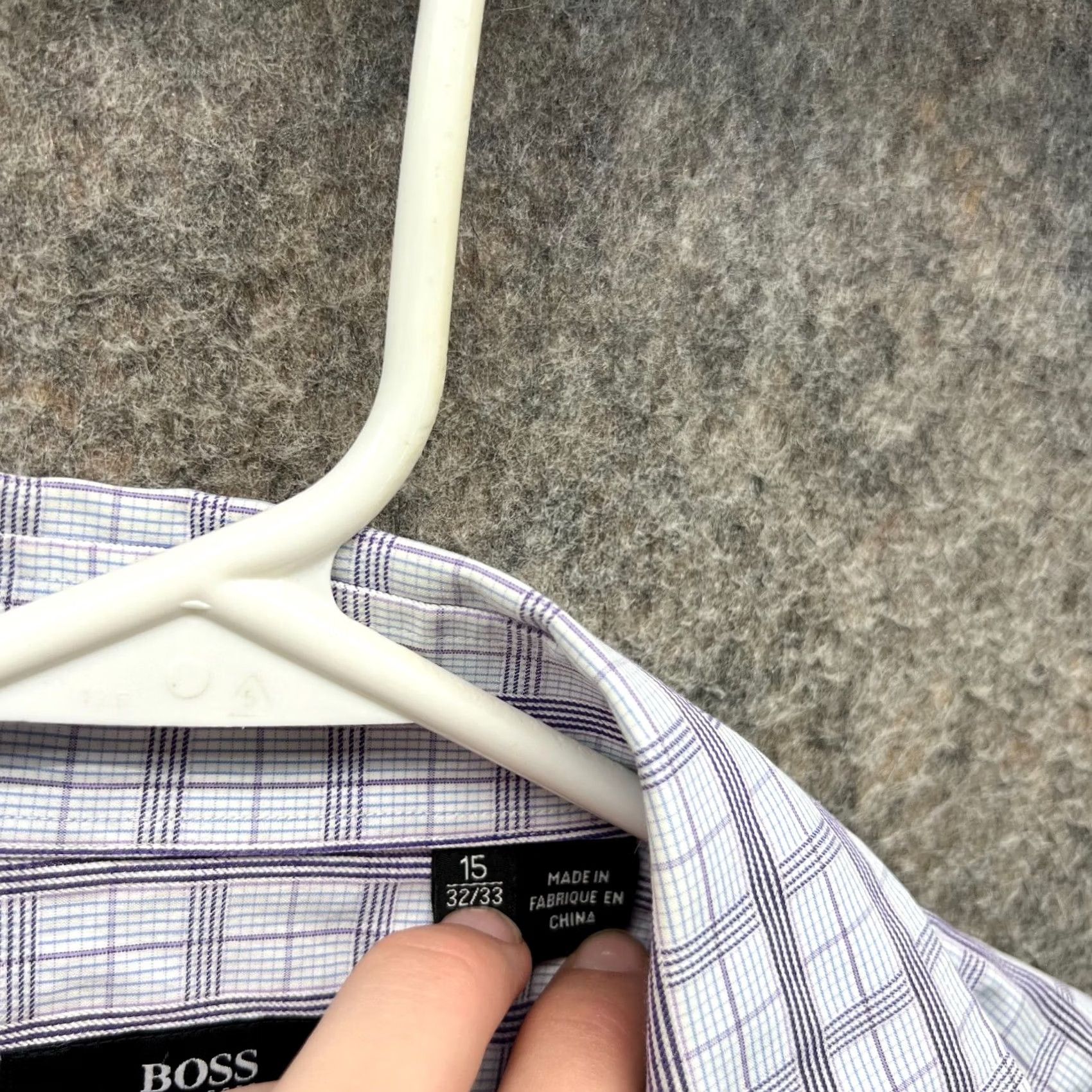 Hugo Boss VINTAGE Hugo Boss Shirt Men 15 32/33 Purple Blue Button-Down Plaid Check Sharp Fit Size US M / EU 48-50 / 2 - 7 Thumbnail