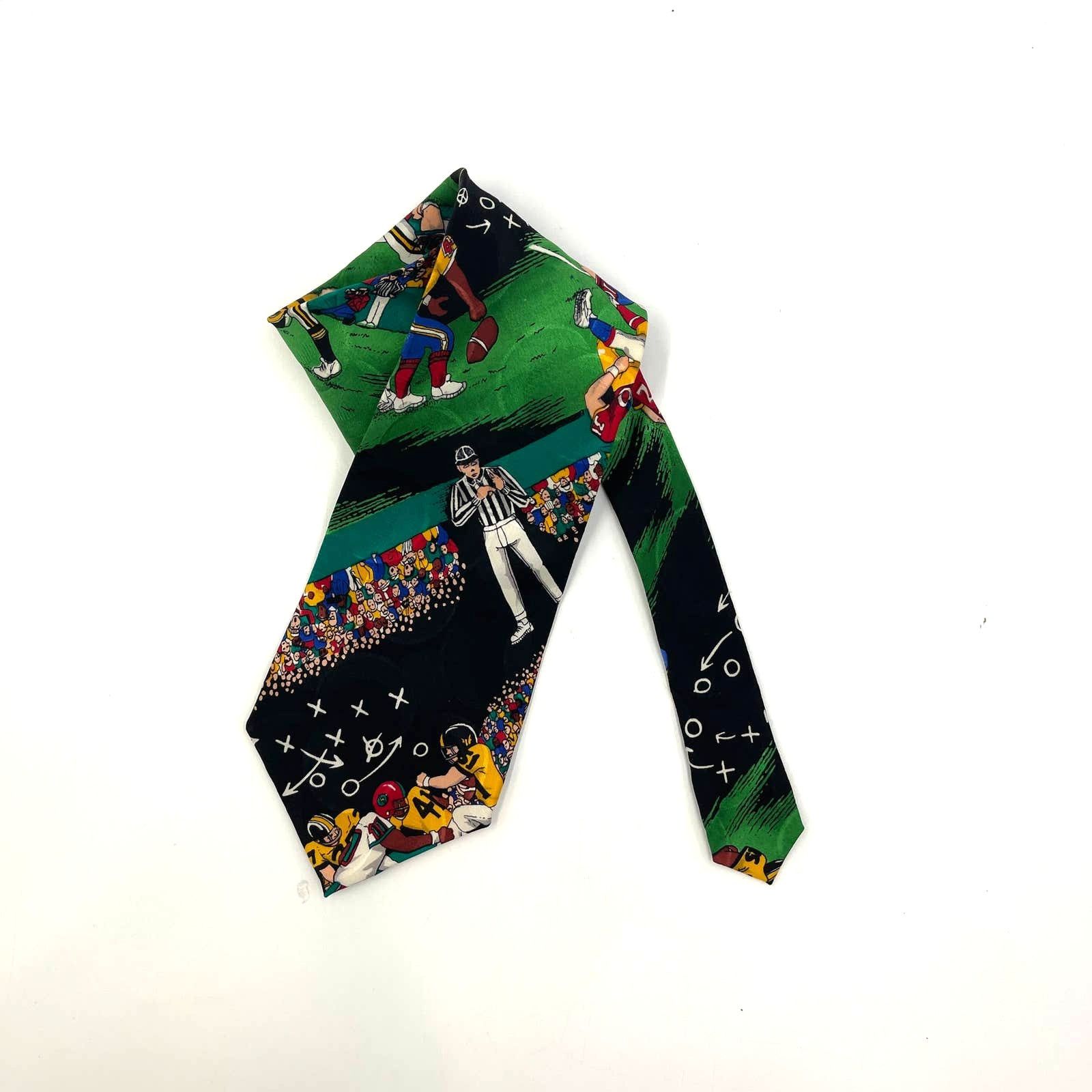 Nicole Miller Nicole Miller Silk Tie Football Theme Vintage 90s Deadstock Size ONE SIZE - 9 Thumbnail