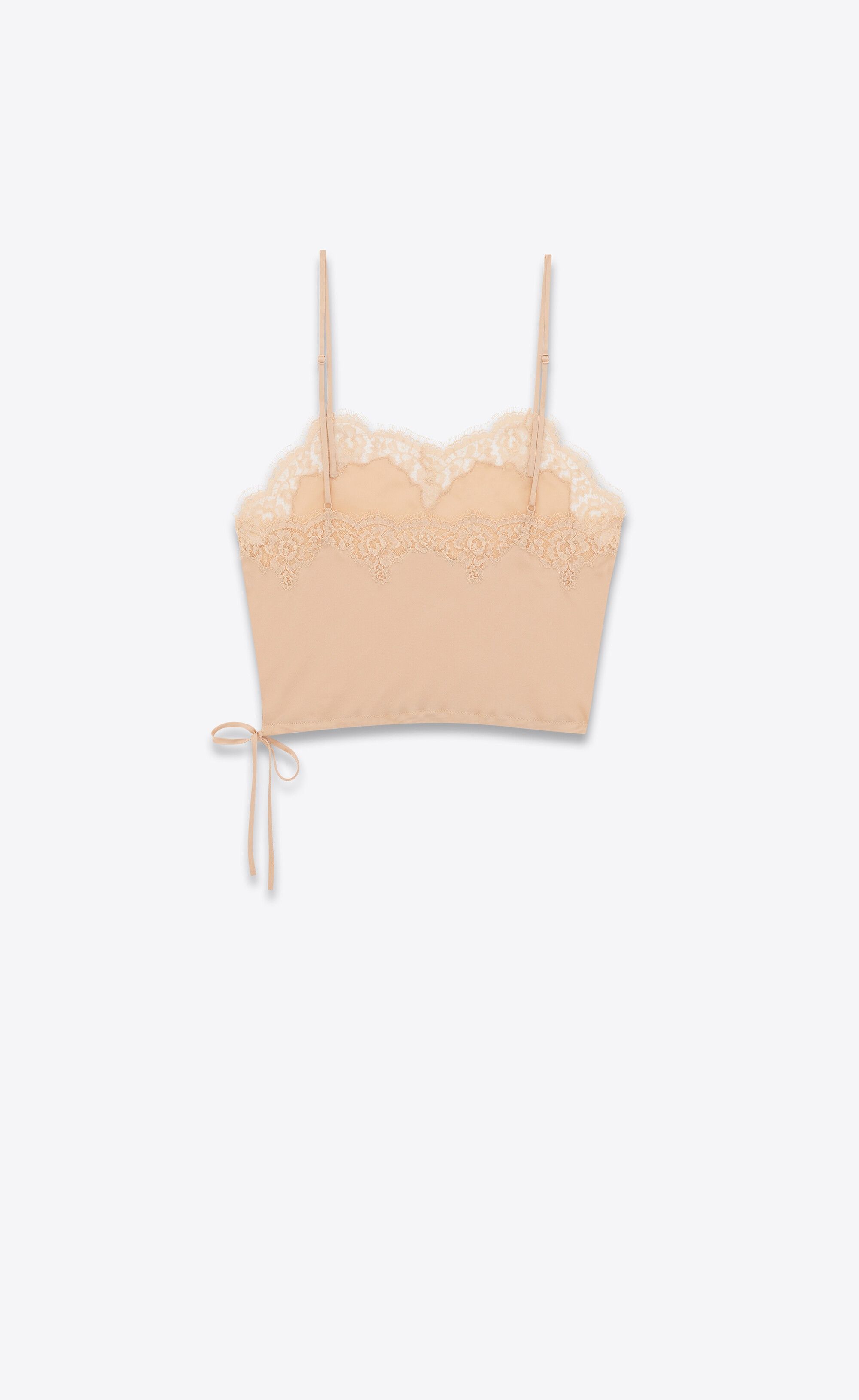 Saint Laurent Paris o1s1wg110225 731588 Lingerie Tank Top in Silk Satin in Skin Size M / US 6-8 / IT 42-44 - 2 Thumbnail