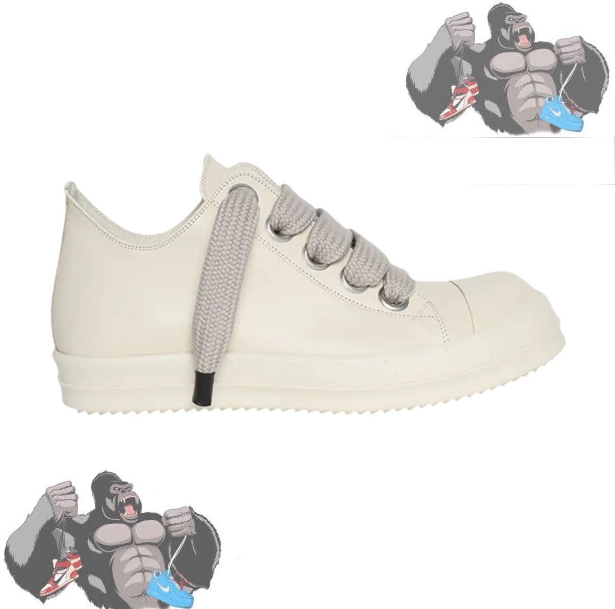 Rick Owens Rick Owens Ramone Low Jumbo Lace Milk/Milk Size US 15 / EU 48 - 1 Thumbnail