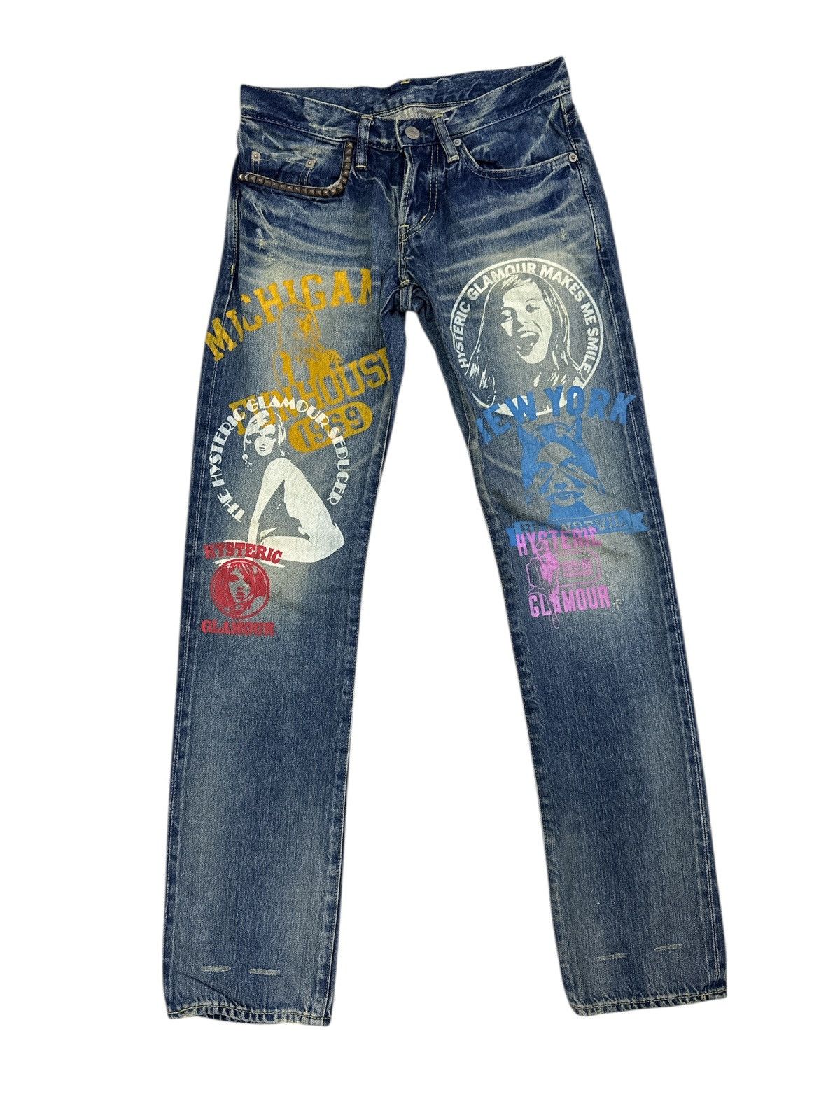 Hysteric Glamour HYSTERIC GLAMOUR SELVEDGE PRINTED JEANS SIZE 28 Size US 28 / EU 44 - 1 Thumbnail