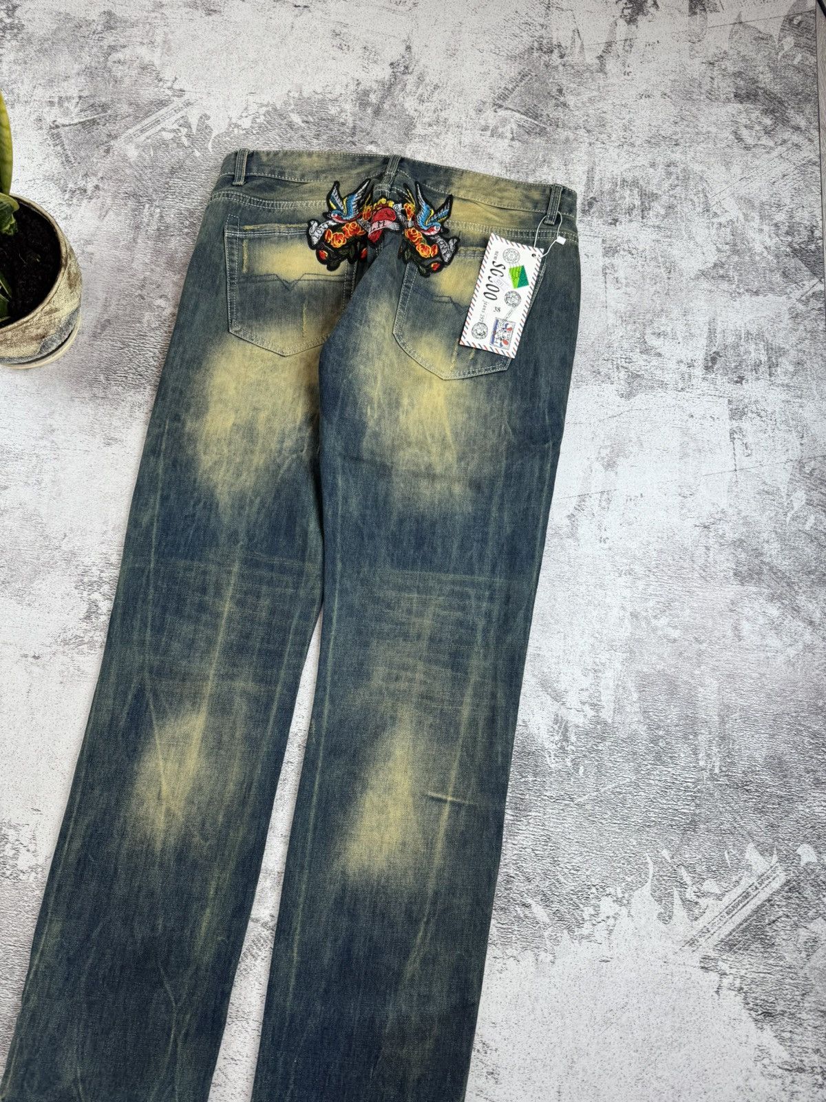 Japanese Brand Rose Embroidered Faded Skate Relaxed Jeans Pants Trousers Size US 38 / EU 54 - 13 Thumbnail