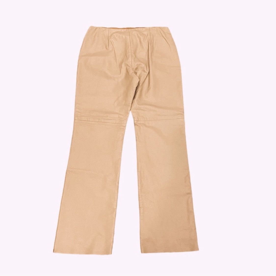 Vintage Vintage 90s Leather Pants Tan Beige Mid Rise 12 Size 34" / US 12 / IT 48 - 4 Thumbnail