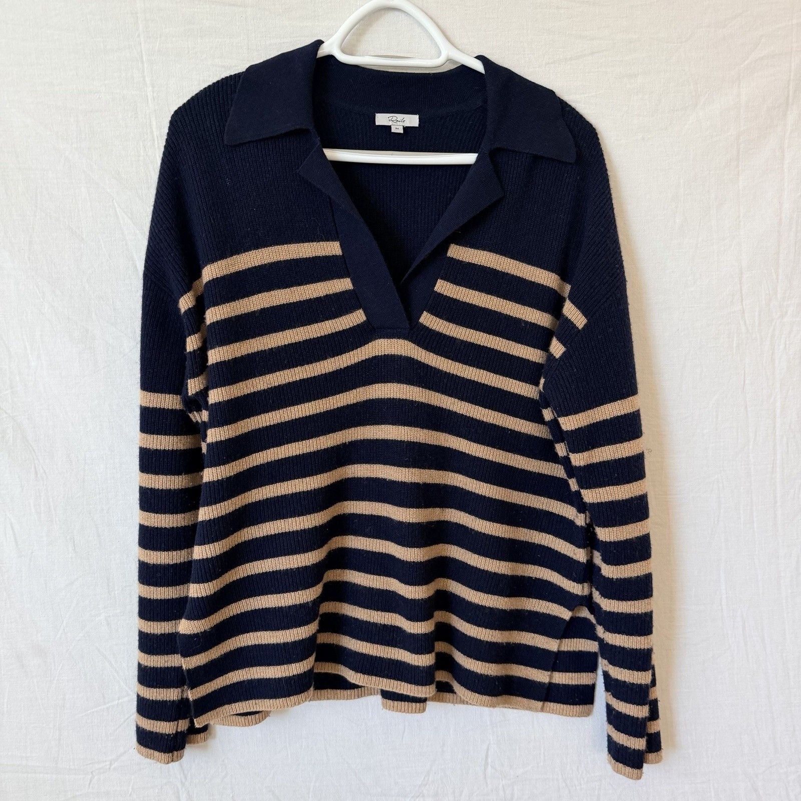 Rails Rails Harris Camel Navy Stripe Wool Cashmere Sweater Size M / US 6-8 / IT 42-44 - 2 Thumbnail
