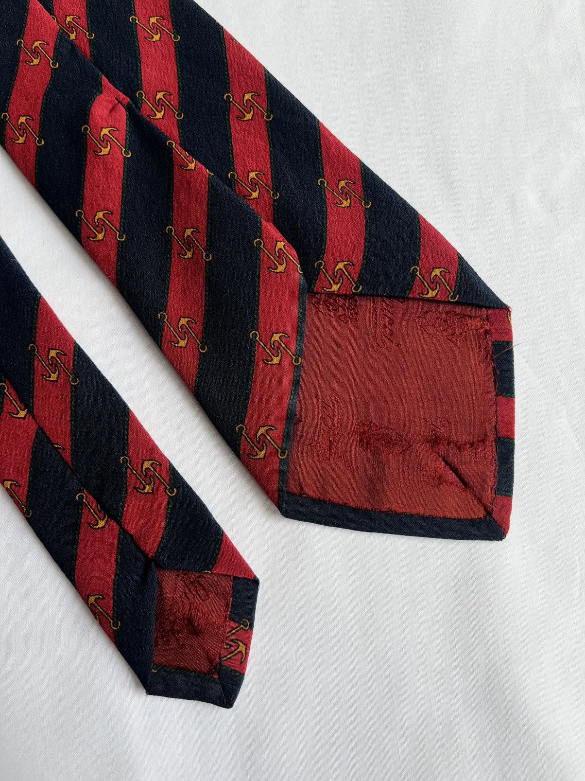 Gucci vintage GUCCI Anchor Stripe Silk Tie Size ONE SIZE - 4 Thumbnail