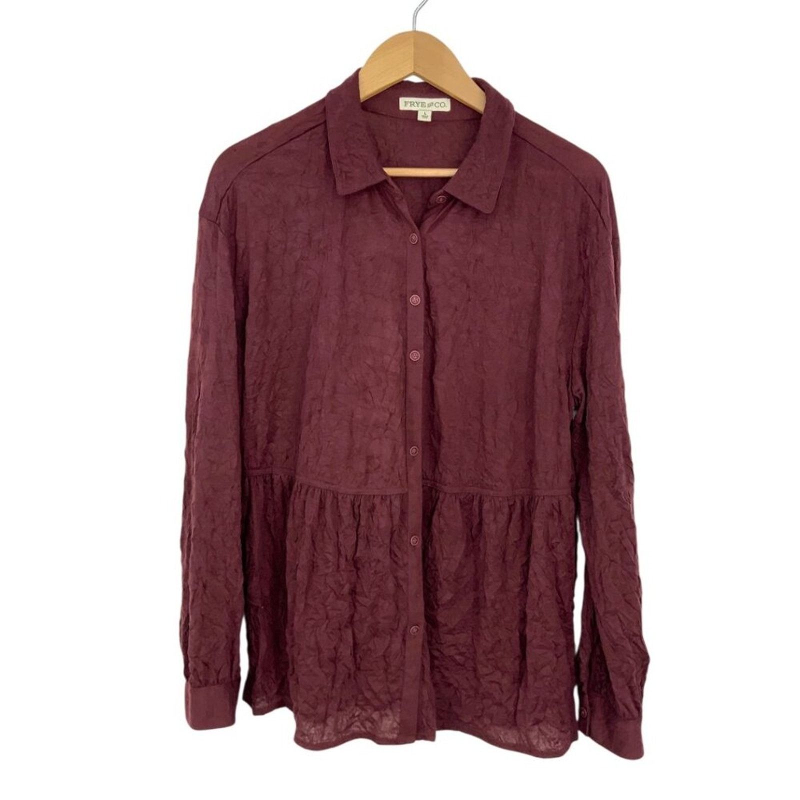 Frye Frye & Co Ruffle Peplum Knit Button Down Blouse Size Large Size L / US 10 / IT 46 - 2 Thumbnail
