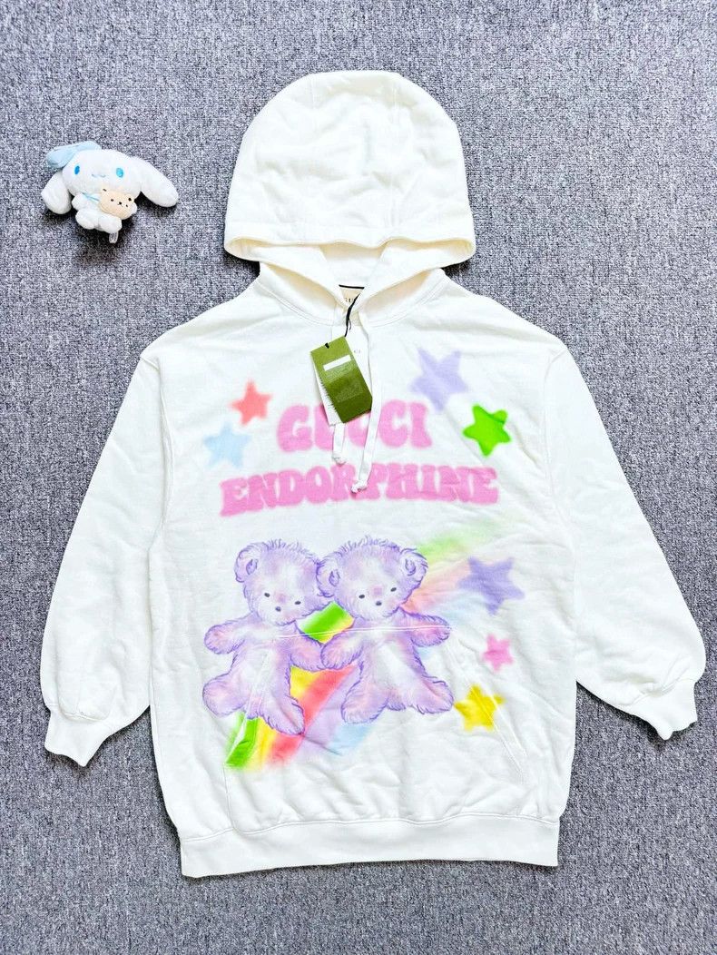 GucciNew white rainbow star bear hooded sweatshirt 2503-Nex