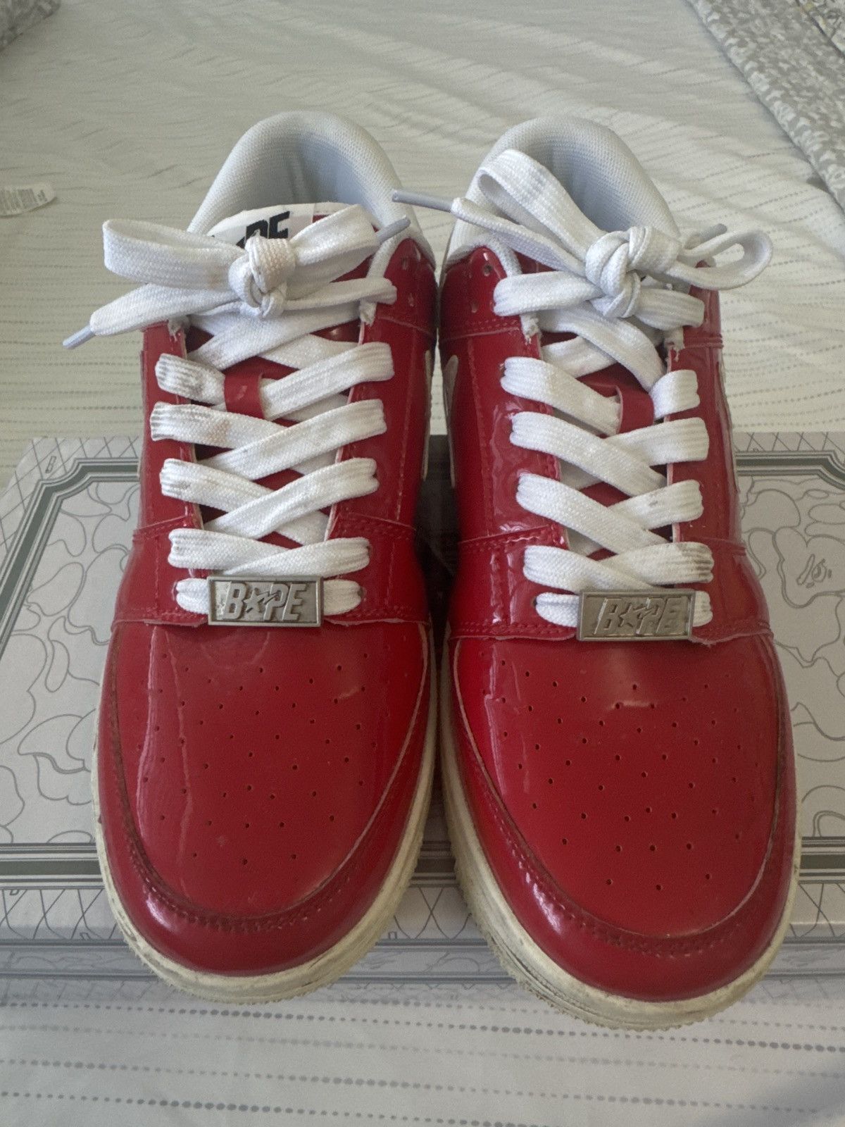 Bape Bapesta Red Patent Leather Size US 8.5 / EU 41-42 - 3 Thumbnail