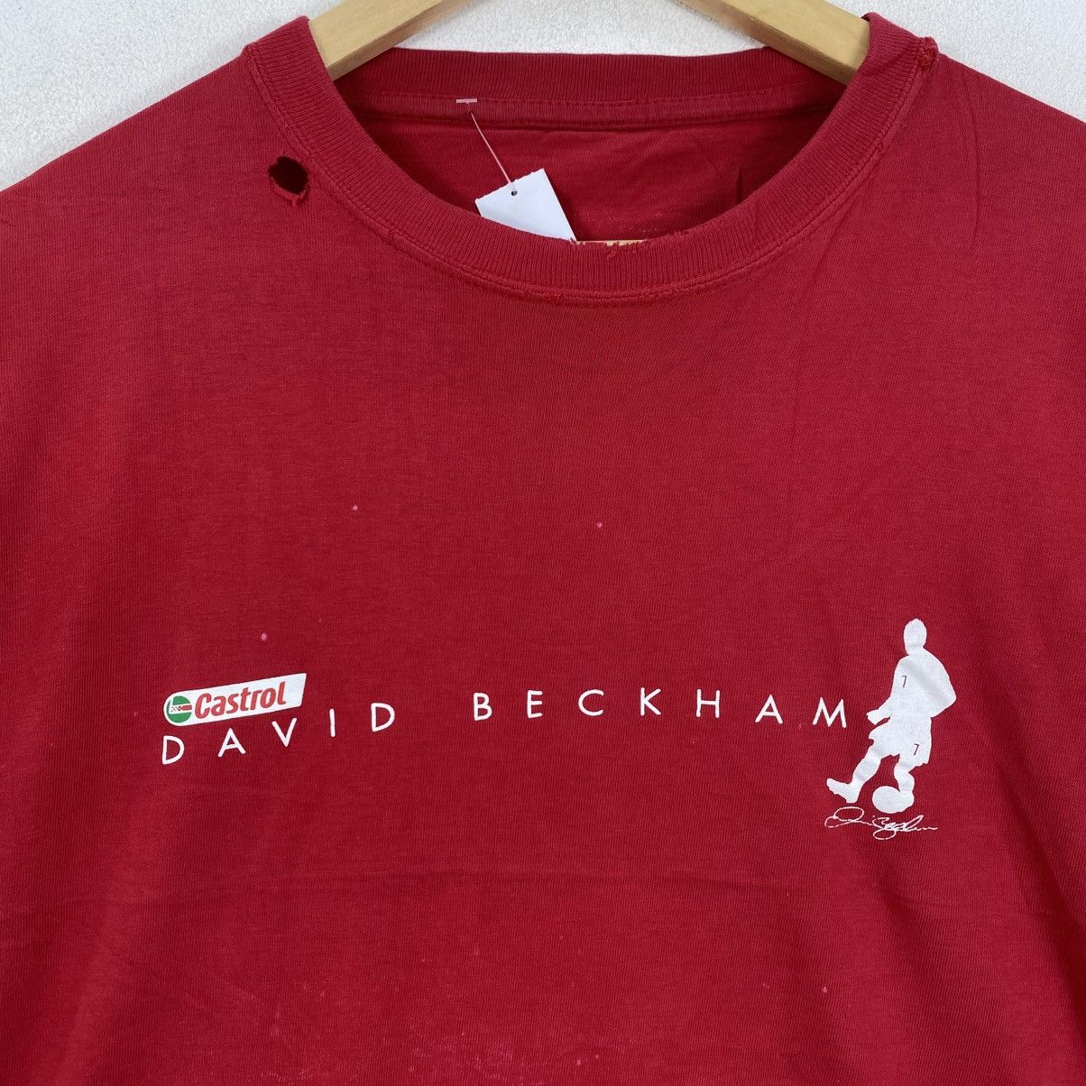 Vintage Vtg 2002 David Beckham #7 Castrol Promo Tee Red M Soccer Size US M / EU 48-50 / 2 - 4 Thumbnail