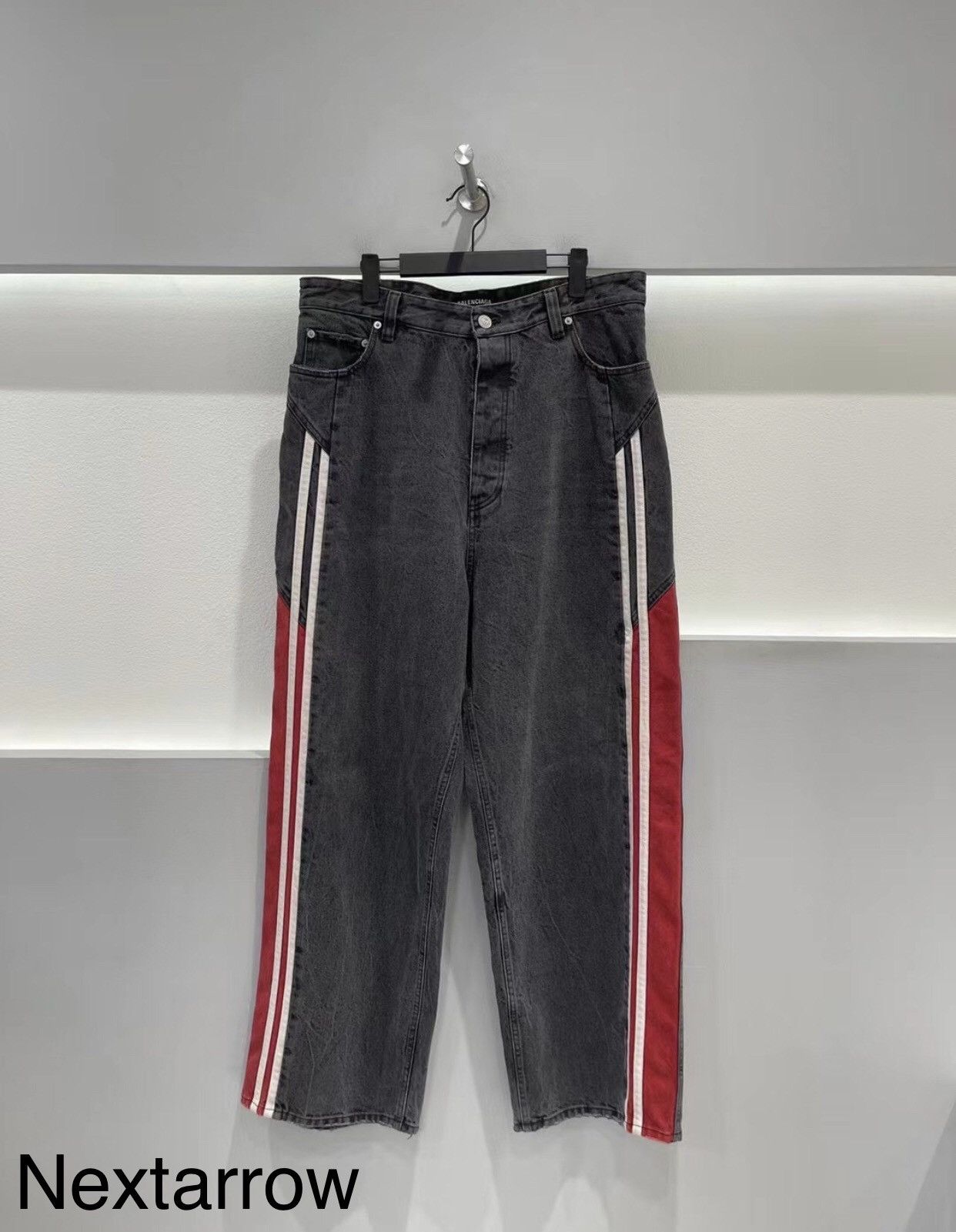 Balenciaga Red Stripe Denim Jeans Balenciaga SS17 Red Stripe Denim - Main Image