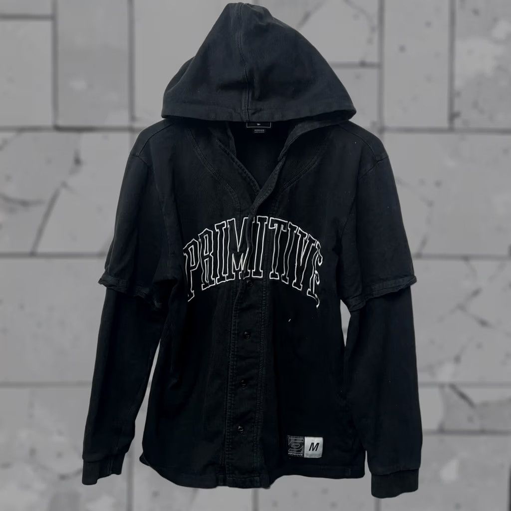 Primitive VINTAGE Primitive Skateboarding Black Button Up Hoodie Mens Size M Size US M / EU 48-50 / 2 - 1 Thumbnail