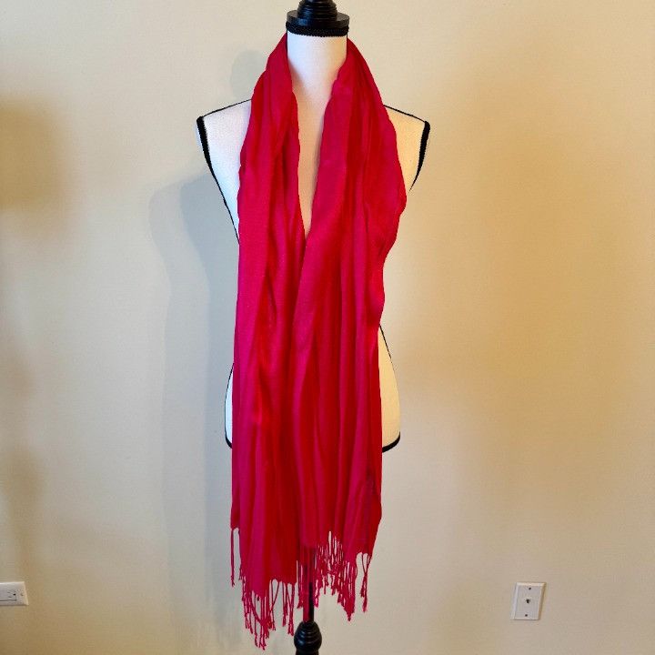 Other Women's Pink Pashmina Shawl Wrap with Fringe 78 x 25" Size ONE SIZE - 2 Thumbnail
