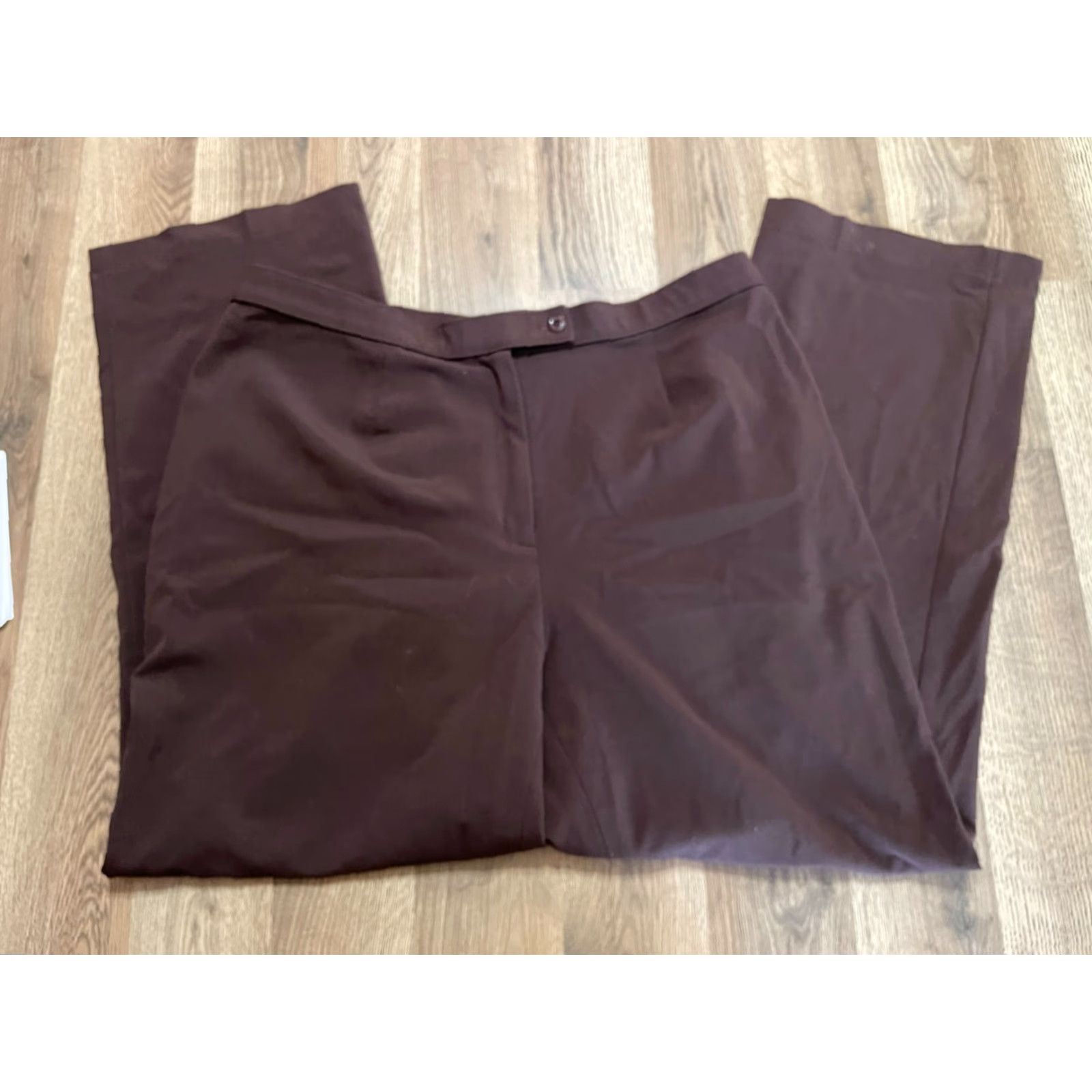Vintage East 5th Pants Women's Plus Size 16W Brown Flat Front Dress Pants straight 27.5in inseam Fall Spring Summer 16W Womens Size 38" / US 16 / IT 52 - 2 Thumbnail