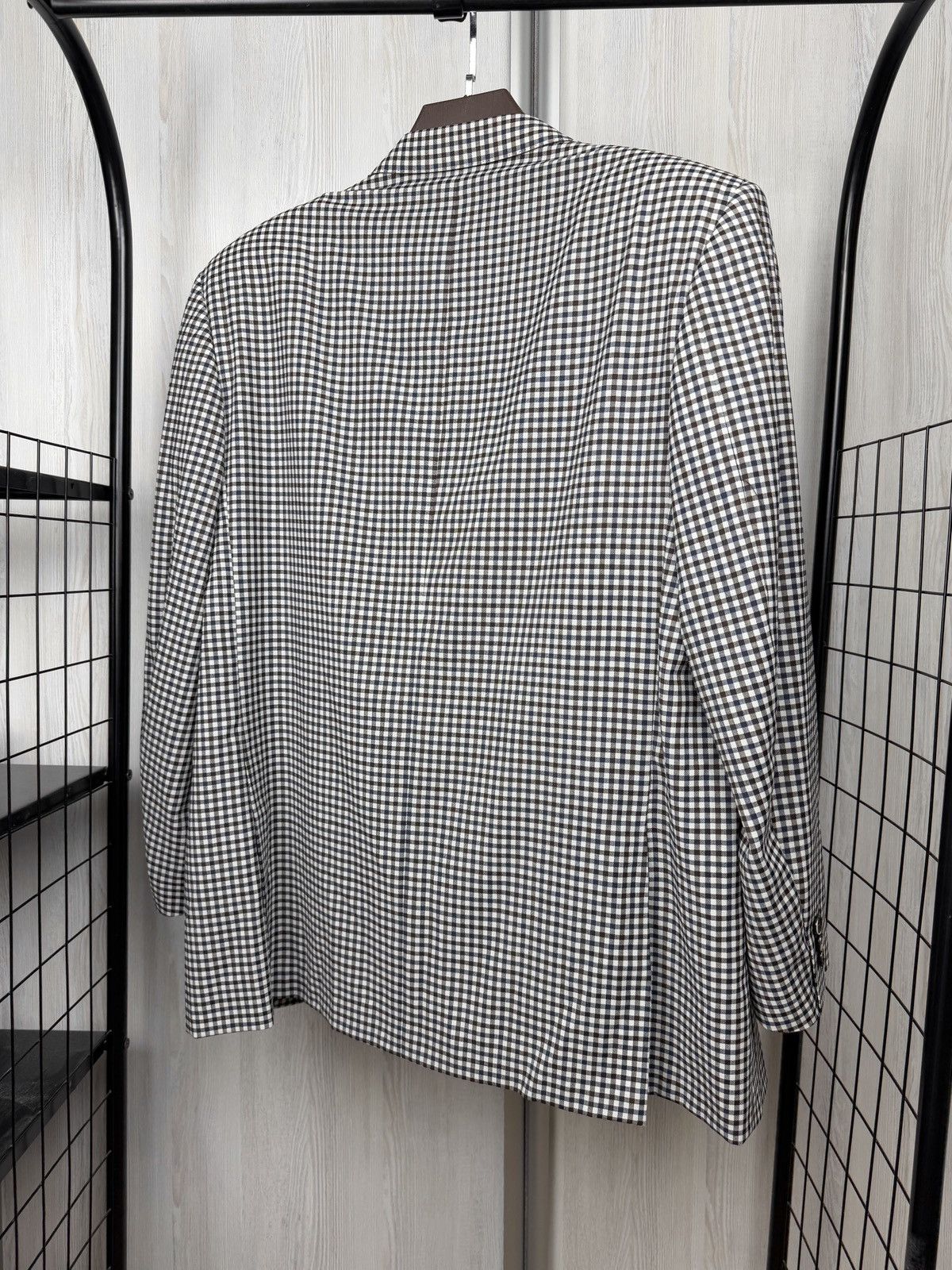 Canali Canali Italy Wool Cotton Travel Checkered 2 button blazer Size 46R - 7 Thumbnail