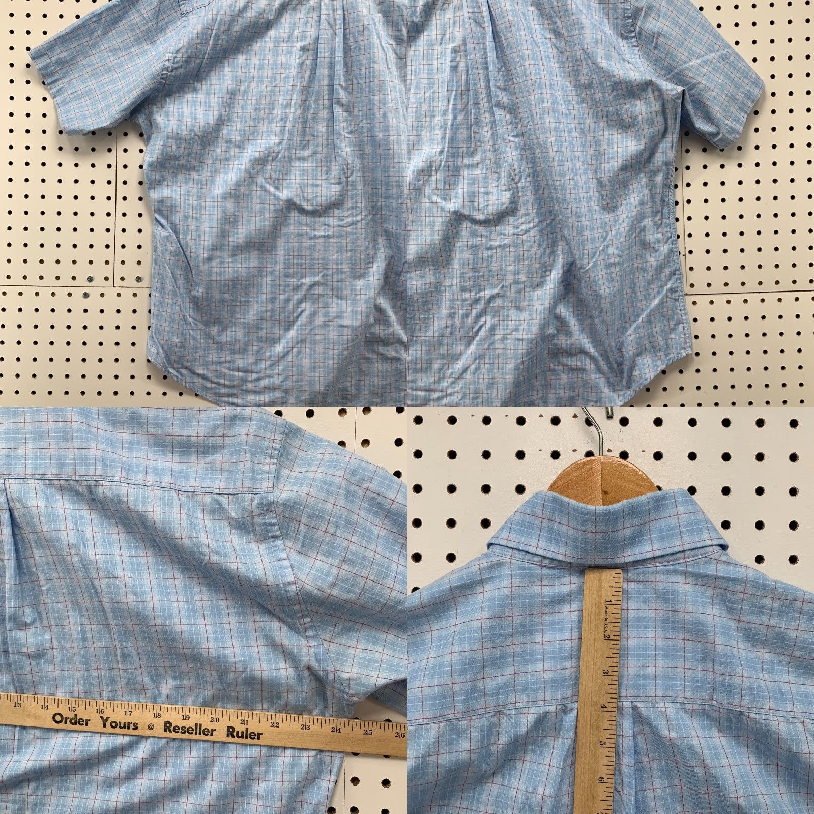 Peter Millar Peter Millar Button Shirt Blue red Check Short Sleeve Mens Large 24.5x30 Size US L / EU 52-54 / 3 - 9 Thumbnail
