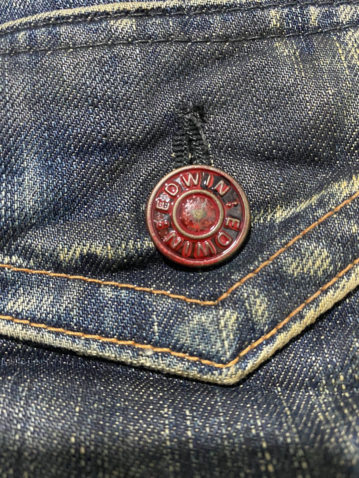 Japanese Brand 🔥Archieve🔥Vintage Edwin 503 Raw Blue Trip Rusty Flare Size US 30 / EU 46 - 4 Thumbnail