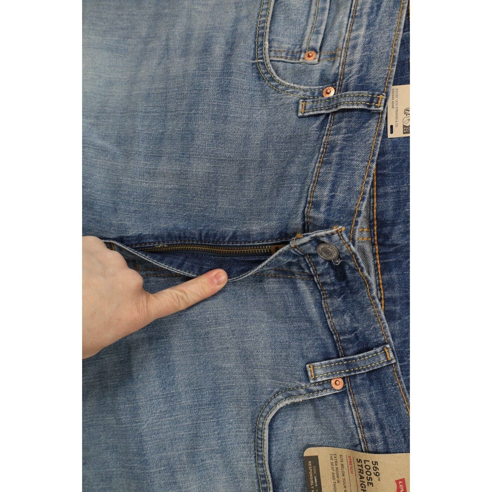 Levi's New Levis 569 Loose Straight Stretch Wide Leg Jeans Size US 38 / EU 54 - 5 Thumbnail