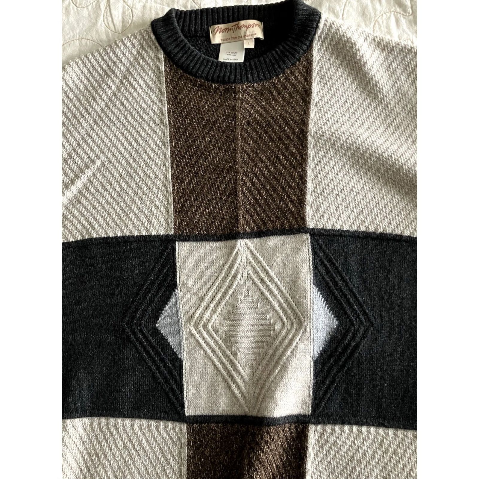 Jim Thompson VINTAGE Norm Thompson 3D Knit Sweater Men Size US L / EU 52-54 / 3 - 2 Thumbnail