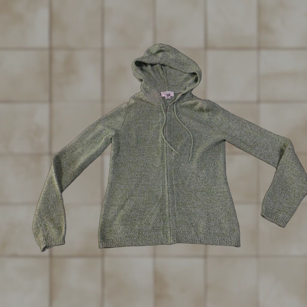 Loft LOFT Ann Taylor Hoodie Sweater Womens XS Green Full Zip Knit Marled Hooded Size XS / US 0-2 / IT 36-38 - 1 Thumbnail