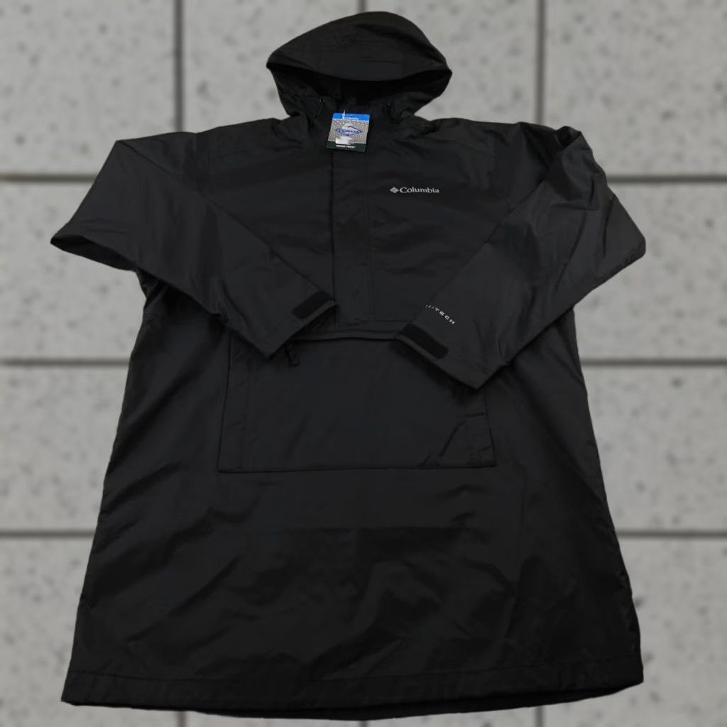 Rains Columbia Poncho Jacket Mens 2XS Black Omni-Tech Wind Rain Coat Hooded Waterproof Rain Coat Size US XXS / EU 40 - 1 Thumbnail