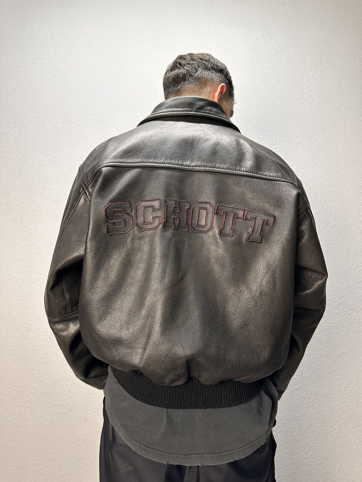 image of 3Sixteen x Leather Schott High Quality Casual Leather Jacket Usa Rock Roll in Black (Size Medium)