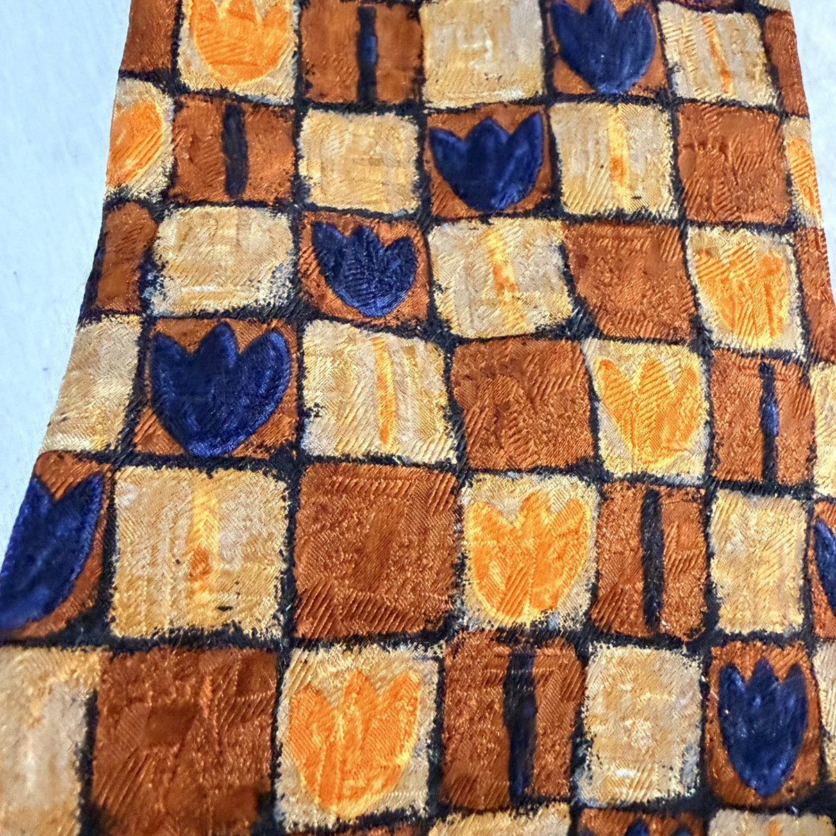 Ermenegildo Zegna Ermenegildo Zegna Silk Tie Brown Orange Blue Jacquard 59” Size ONE SIZE - 12 Thumbnail