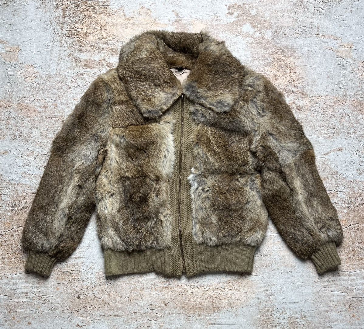 Vintage 90s fur cropped bomber jacket