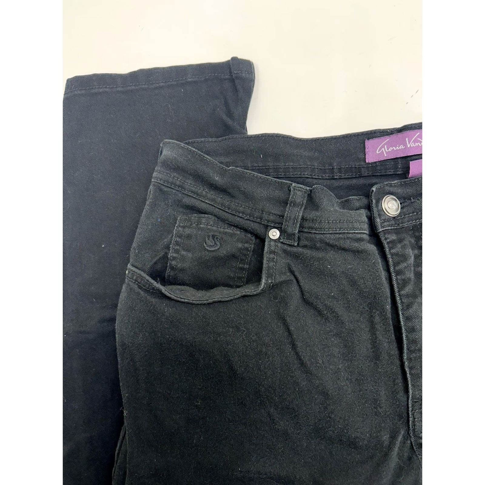 Gloria Vanderbilt Gloria Vanderbilt Jeans Size 14 Short Amanda Black Denim Womens 5-Pocket Stretch Regular Fit Pants Size 36" / US 14 / IT 50 - 2 Thumbnail