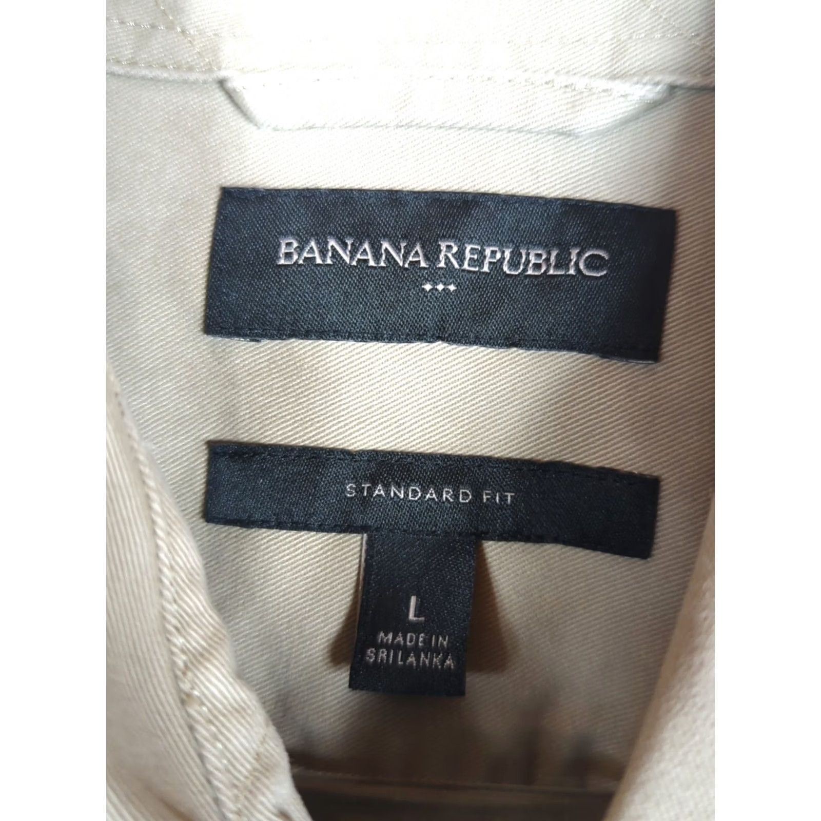 Banana Republic BANANA REPUBLIC Shirt Button-Up Khaki Solid Regular Fit L Long Sleeve Cotton Twill Casual Work Utility Mens Size US L / EU 52-54 / 3 - 3 Thumbnail
