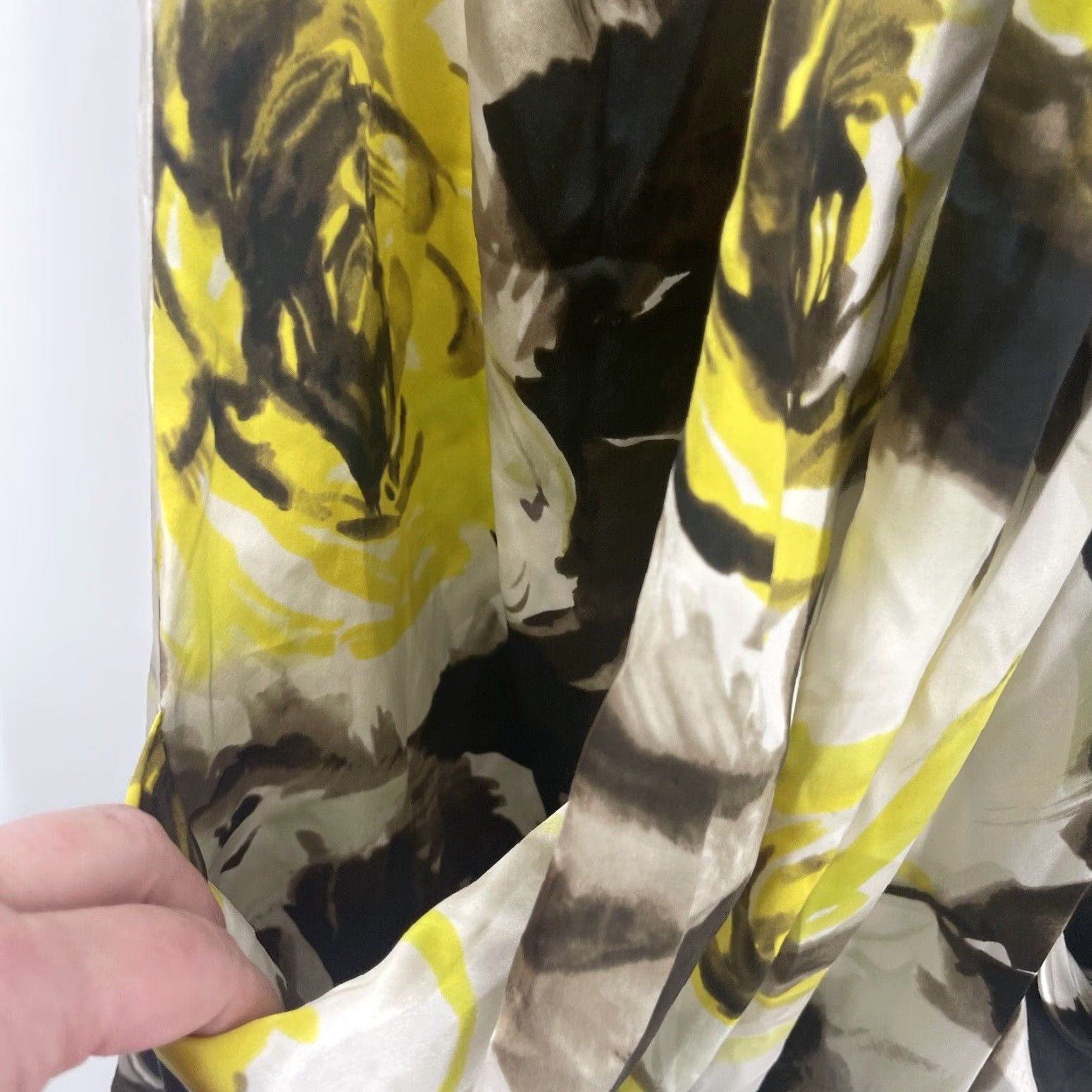 Vintage Rickie Freeman Teri Jon Dress Womens 4 Silk Yellow Bubble Mini Sundress Boat Neck Sleeveless Zip Floral 90s Theme Womens Size S / US 4 / IT 40 - 7 Thumbnail