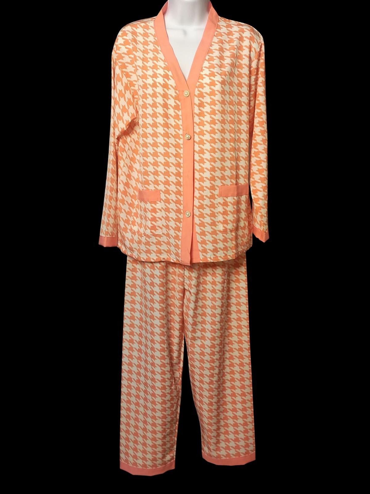 Unknown London Women's Peach Houndstooth Pajama Set Size XXL Top & Size 4 P Size ONE SIZE - 3 Thumbnail