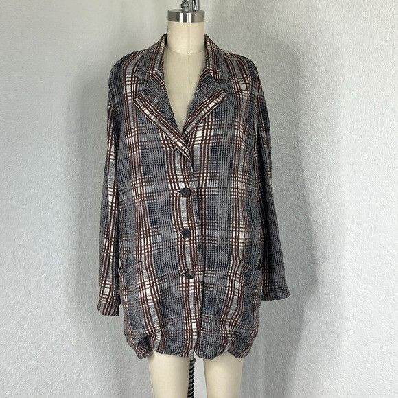 Issey Miyake Issey Miyake Seer Sucker VTG Plaid Tunic Plantation Blazer D Size L / US 10 / IT 46 - 1 Thumbnail