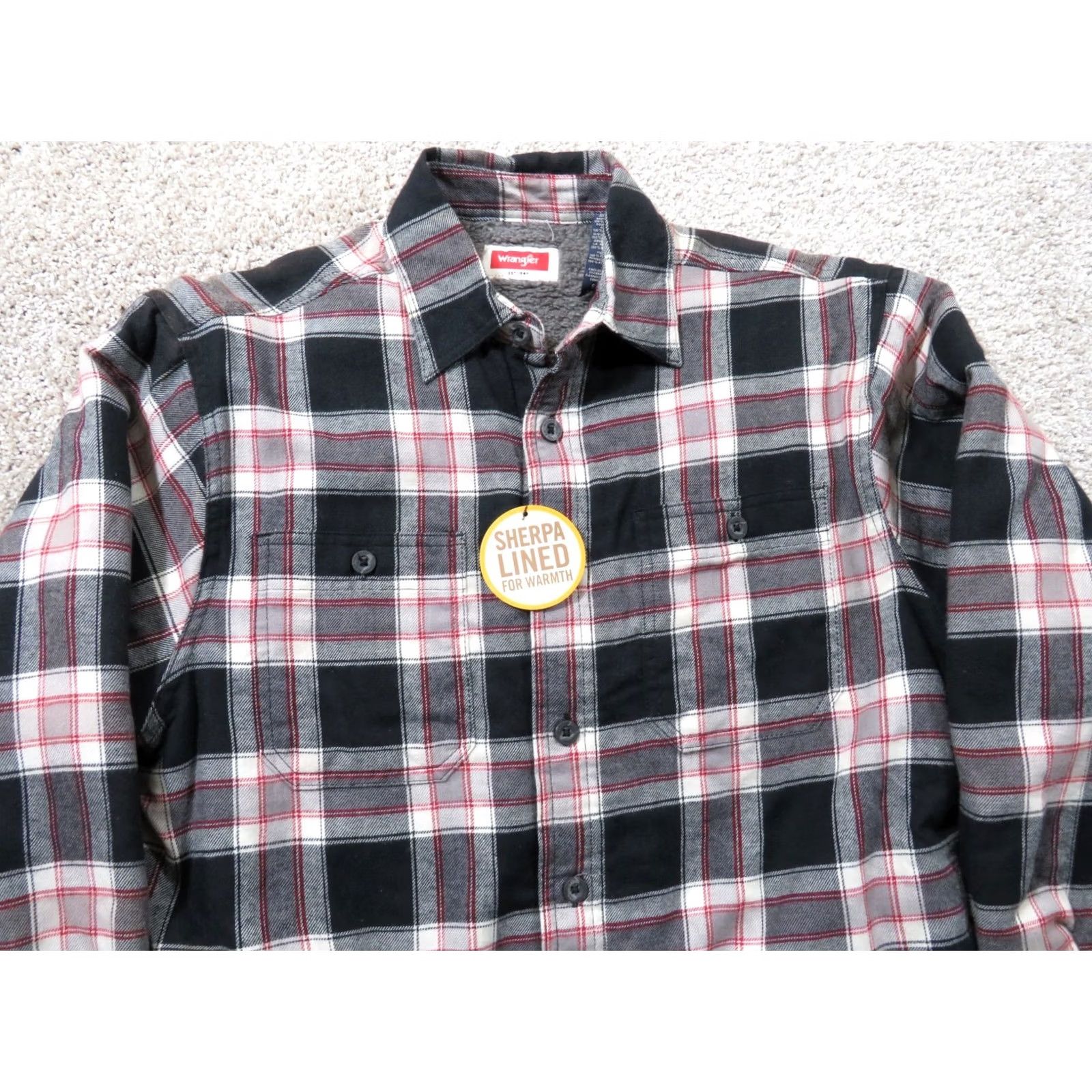 Wrangler Wrangler Shirt Mens S NWT Men Sherpa Lined Flannel Button Jacket Plaid Red Black Size US S / EU 44-46 / 1 - 3 Thumbnail