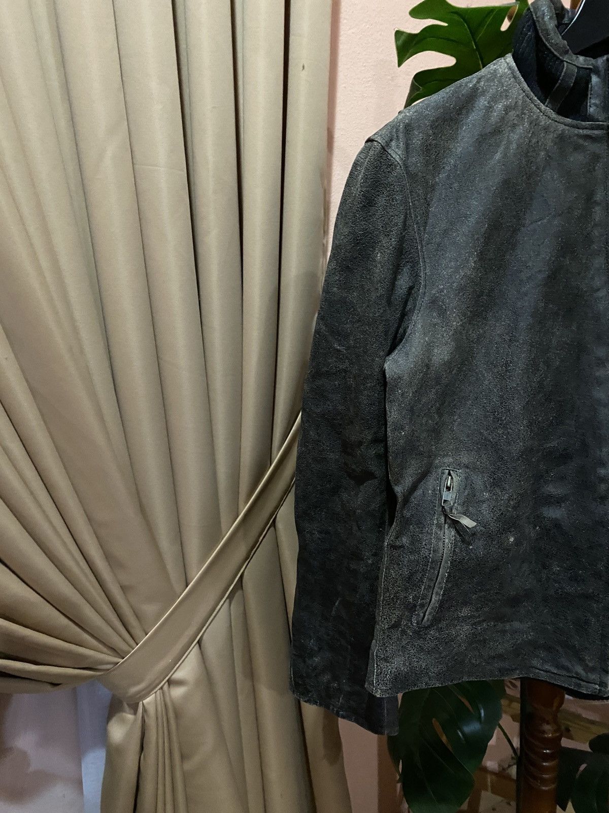 Boycott Vintage BOYCOTT Distressed Gray Leather Jacket Minimalist Size US M / EU 48-50 / 2 - 7 Thumbnail