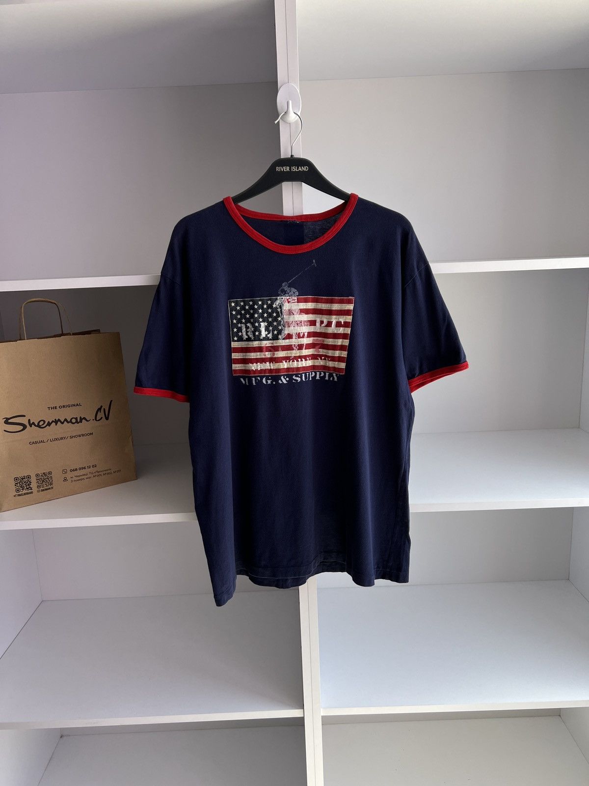 Polo Ralph Lauren × Vintage Vintage Polo Ralph Lauren USA Big Flag Logo Tee Size US L / EU 52-54 / 3 - 3 Thumbnail