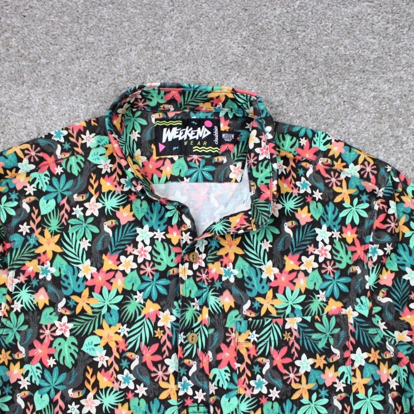 Chubbies Chubbies Hawaiian Shirt Mens M Green Floral Short Sleeve Button-Down Past Weekend Wear S/S Pullover Shirt Size US M / EU 48-50 / 2 - 5 Thumbnail