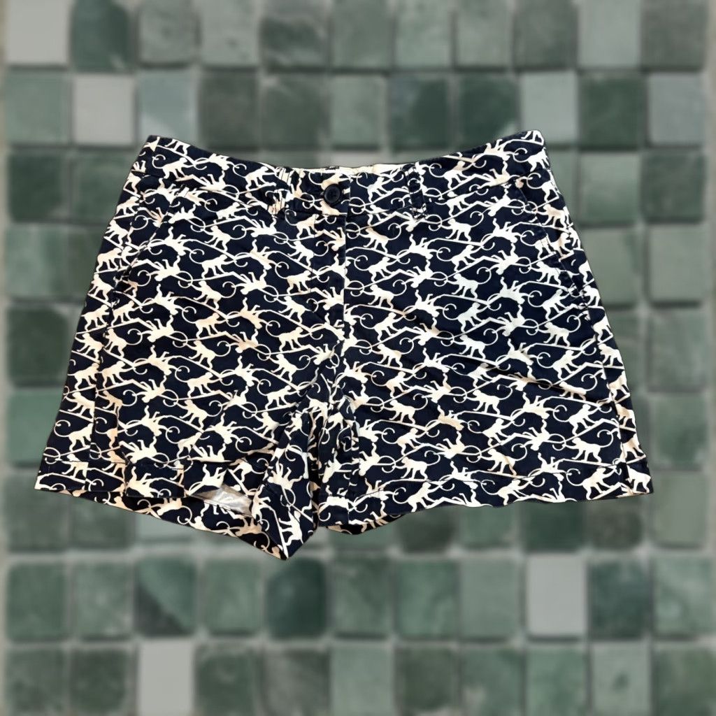 Vintage Crown & Ivy Shorts Womens Size 8 Blue Monkey Pattern Casual Whimsical Aloha Preppy Chino Slash Pocket Size 30" / US 8 / IT 44 - 1 Thumbnail
