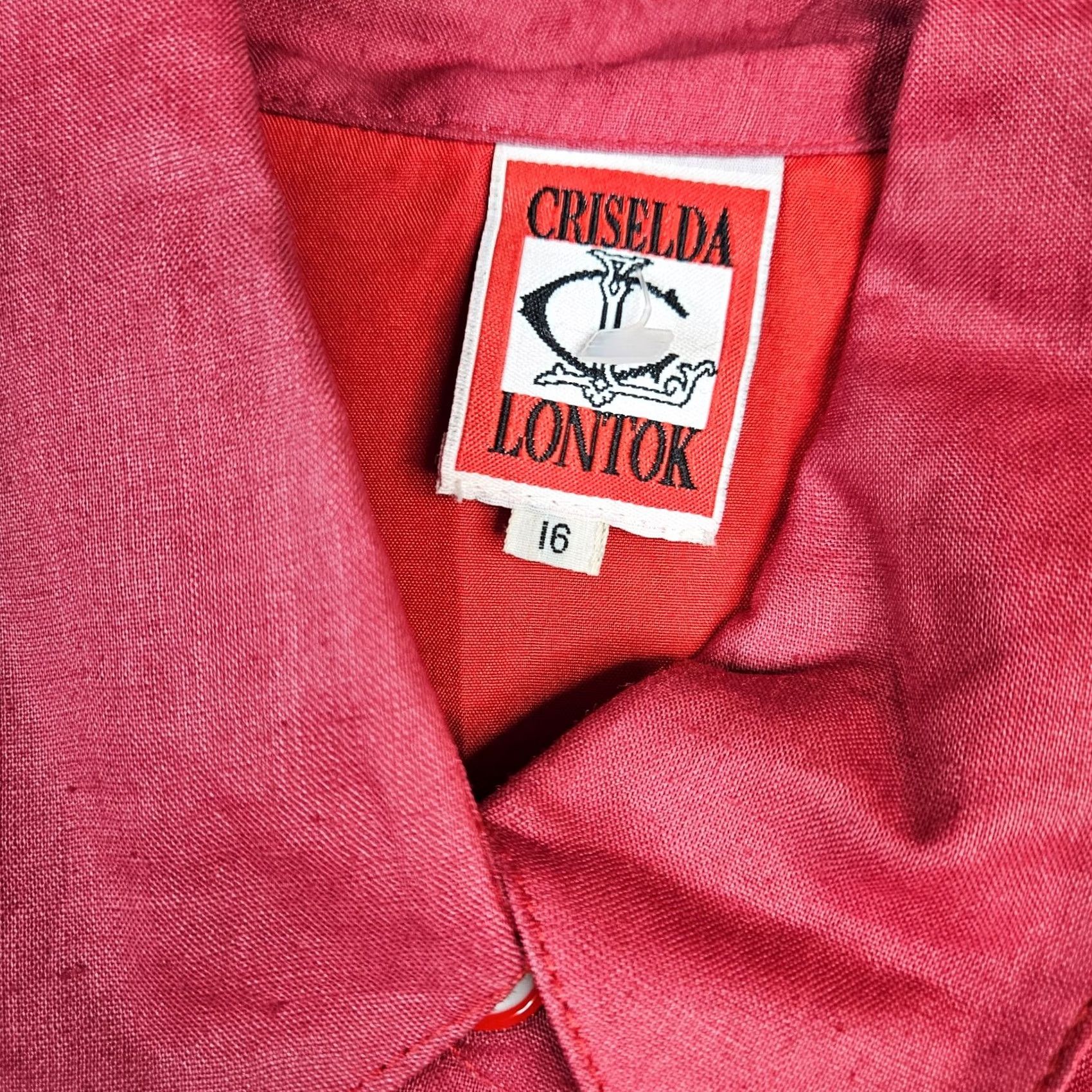 Vintage VINTAGE Criselda Lontok Women’s Embroidered Button-Up Liene Shirt Sz 16 Red Size XXL / US 16-18 / IT 52-54 - 5 Thumbnail