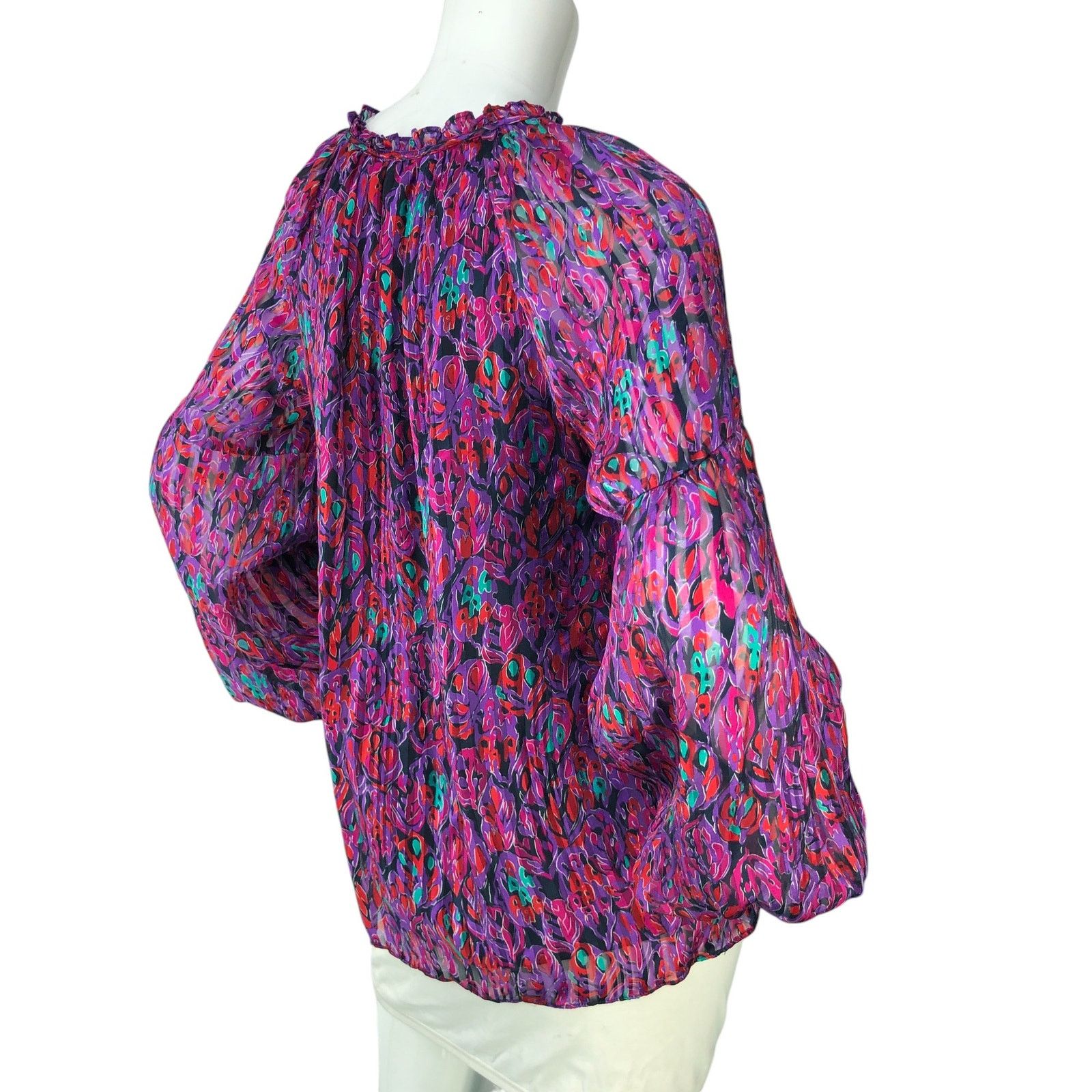 Ramy Brook Ramy Brook Sz S Top Luanne Leaf Stripe Print Ruffled Keyhole Size S / US 4 / IT 40 - 8 Thumbnail