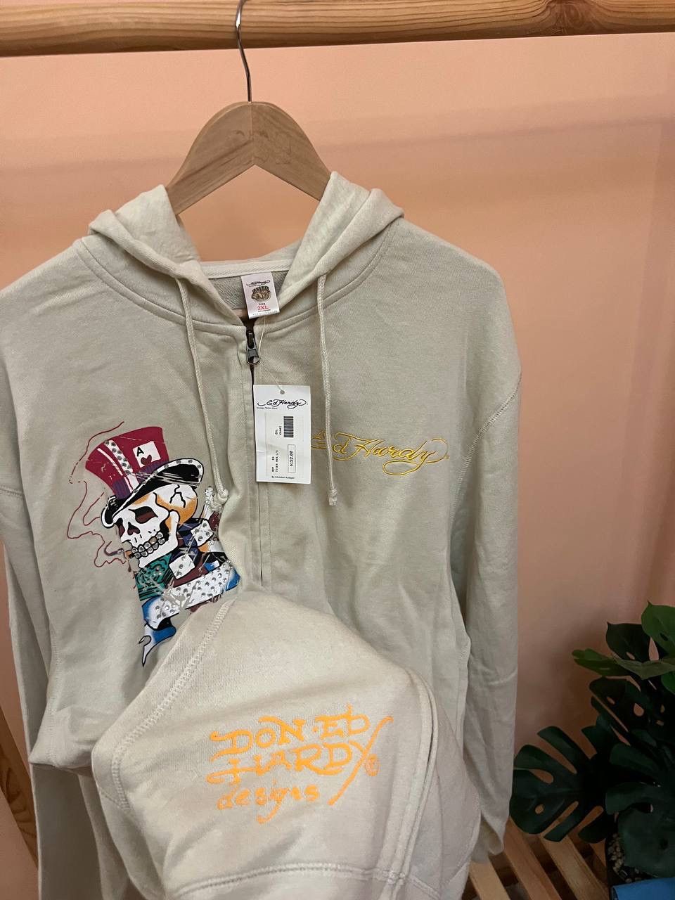 Christian Audigier × Ed Hardy NEW! Ed Hardy Sculls ZIP UP HOODIE VINTAGE Patches audiger Size US XXL / EU 58 / 5 - 14 Thumbnail