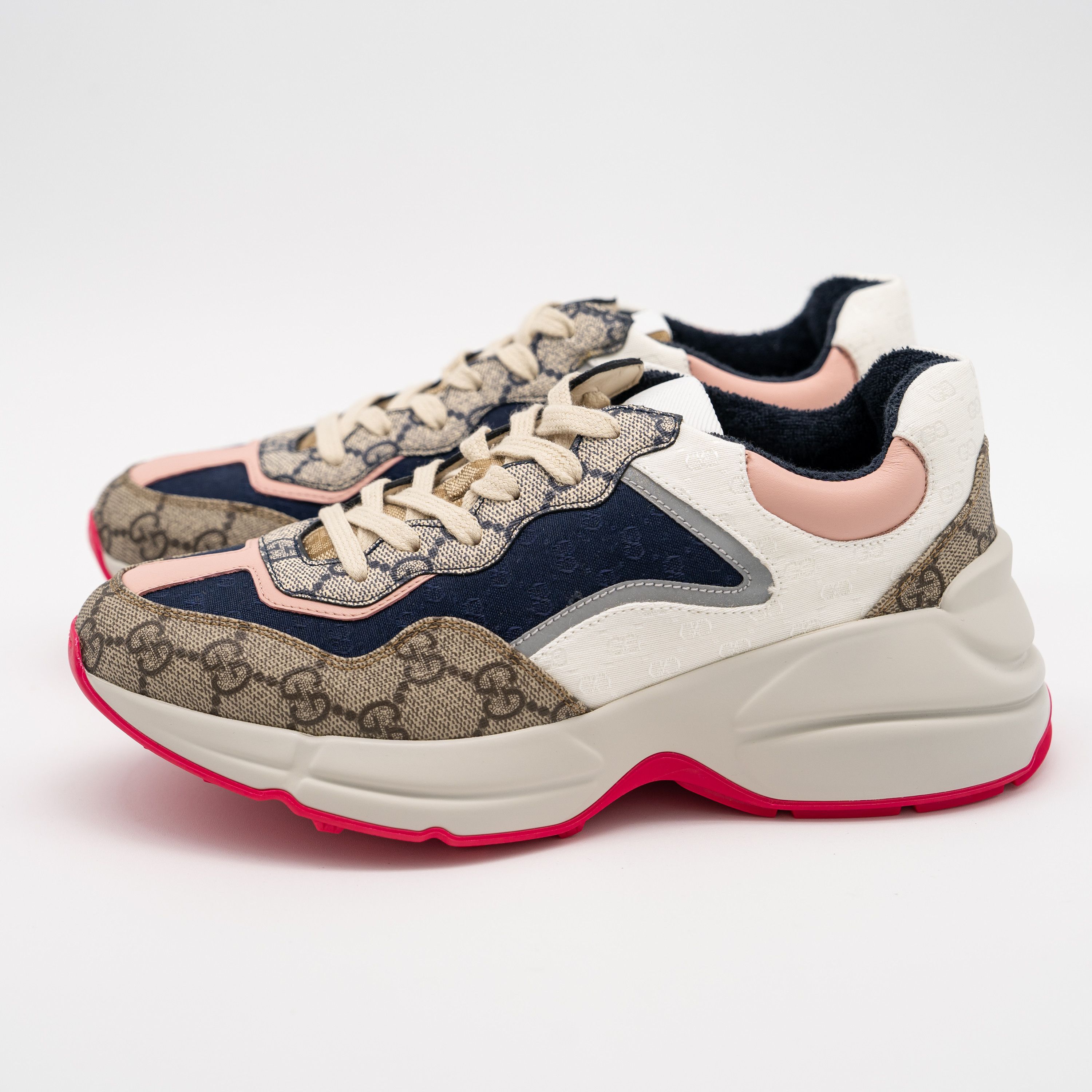 Gucci 36.5eu 6.5 US Gucci GG Rhyton Beige White Pink Blue Leather Size US 6.5 / IT 36.5 - 4 Thumbnail