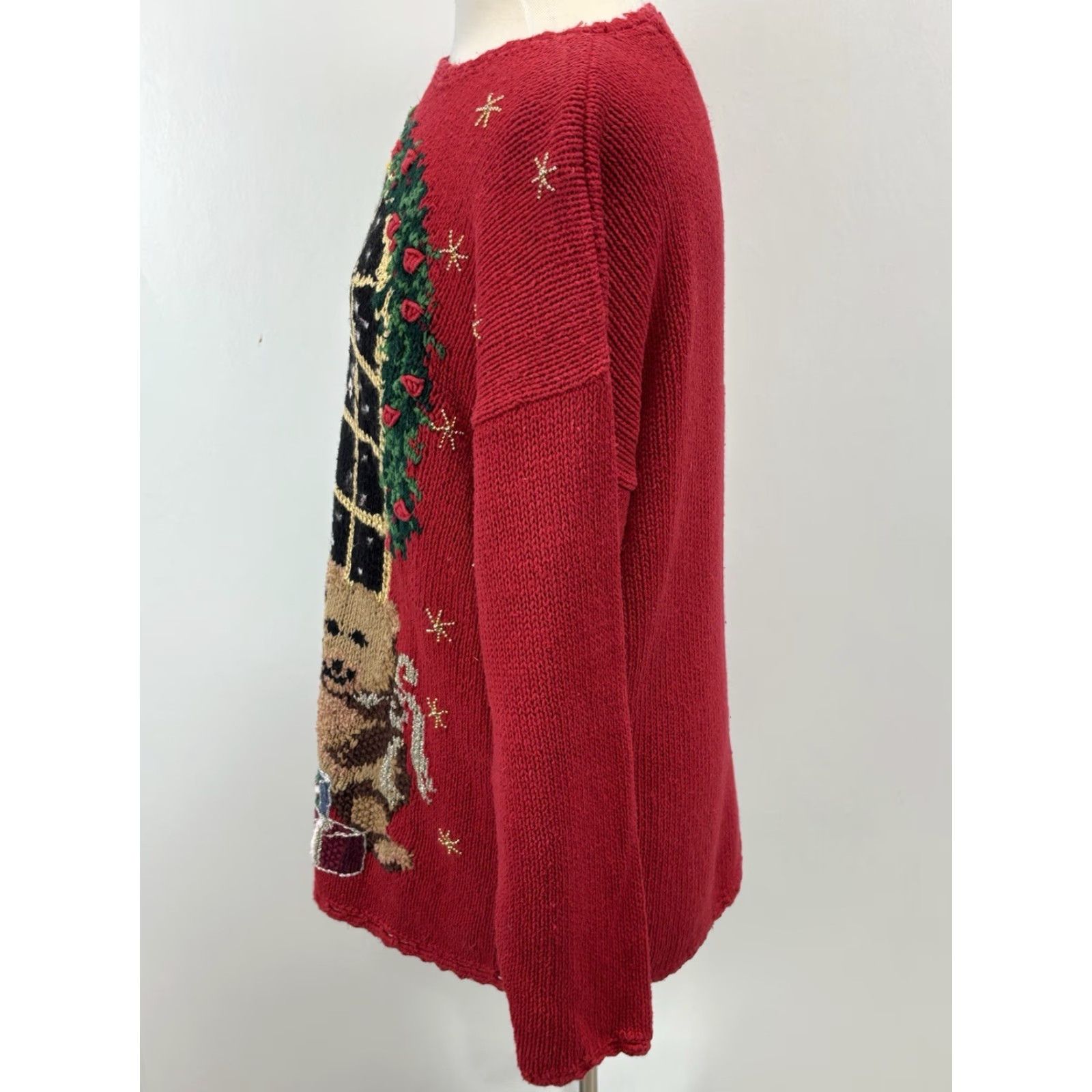 Vintage Vintage Tiara International Christmas Sweater Large Women’s Red Teddy Bear Beaded Size L / US 10 / IT 46 - 2 Thumbnail