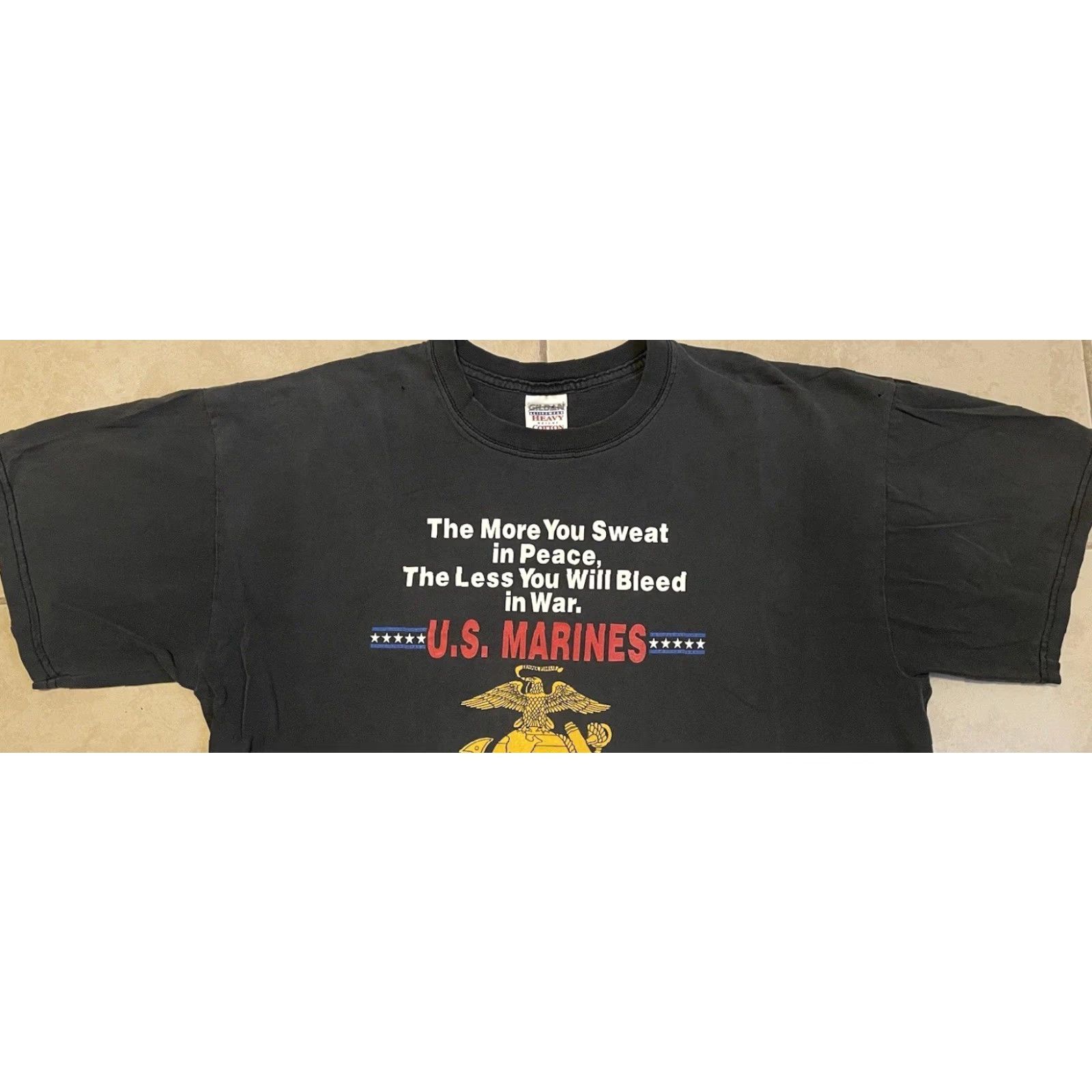 Vintage VINTAGE Marines The Less You’ll Bleed Faded Shirt M Boxy Army USMC Biker Grunge Shirt Mens Black 90s Army Marine Corps Grunge Tee Size US M / EU 48-50 / 2 - 5 Thumbnail
