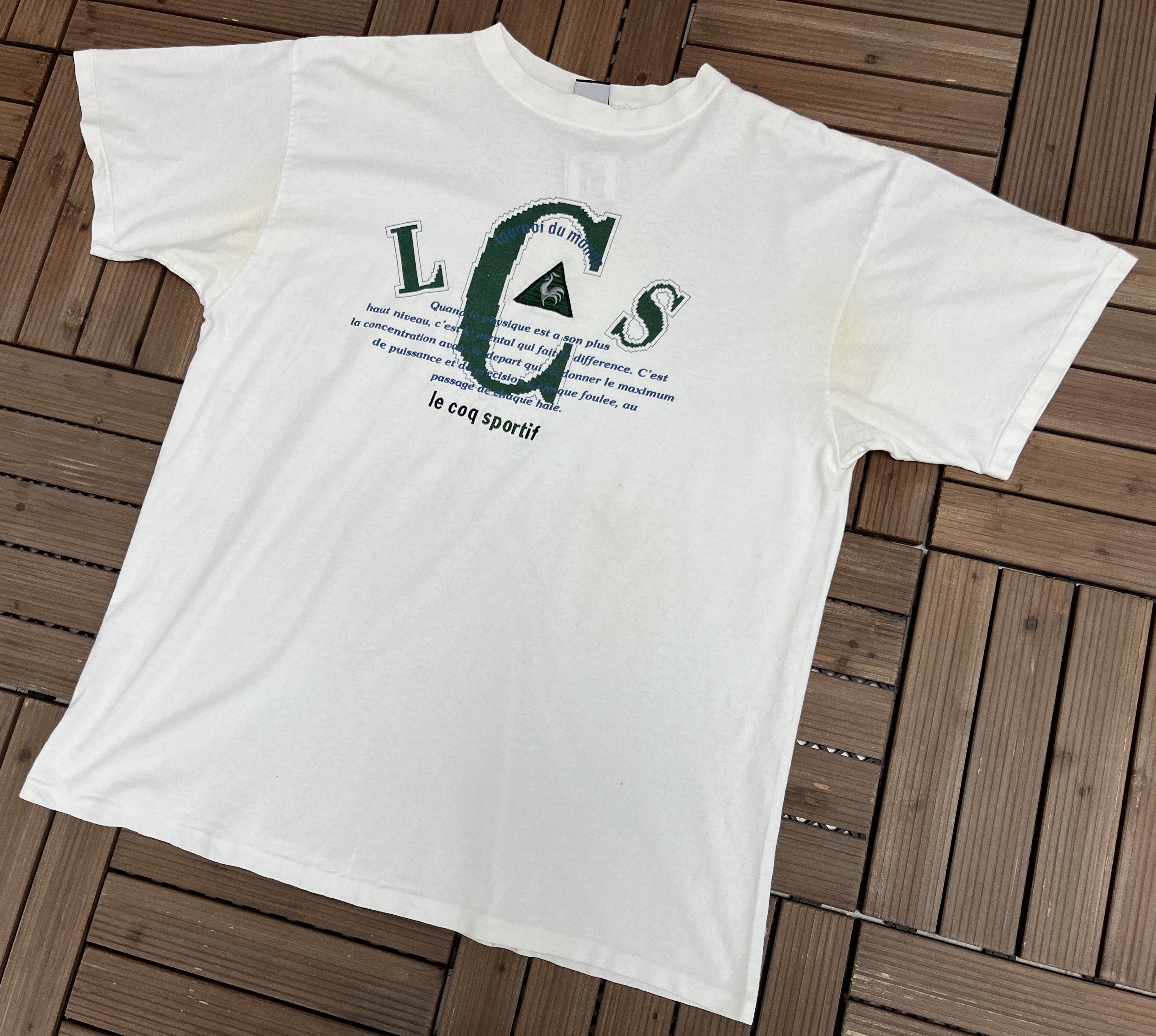 Le Coq Sportif × Vintage Le Coq Sportif Embroidered Vintage White T-Shirt Tee Size US XXL / EU 58 / 5 - 3 Thumbnail